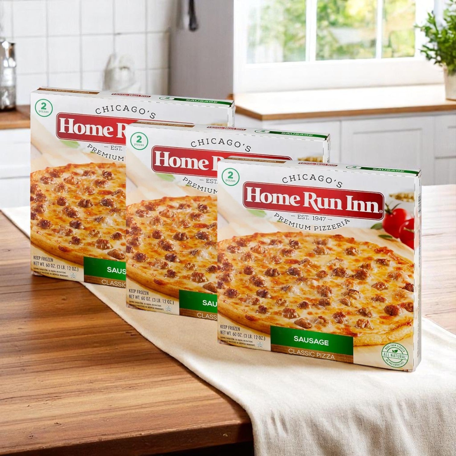 Home Run Inn Classic Sausage Pizza, 60 oz. - 3 Pack- 6 Total Pizzas