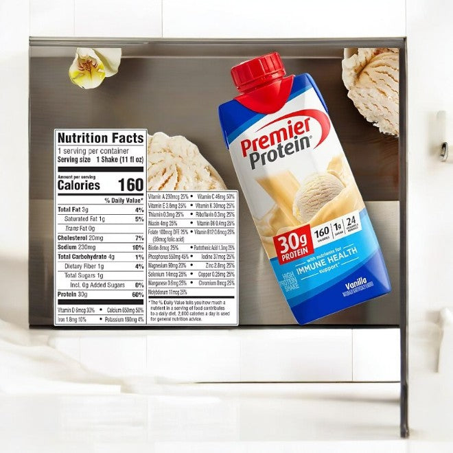 Premier Protein 30g High Protein Shake (11 oz, 15-pack) by Premier Protein features 30g protein, 160 calories, and just 1g sugar per serving—perfect for post-workout recovery or as a meal replacement.