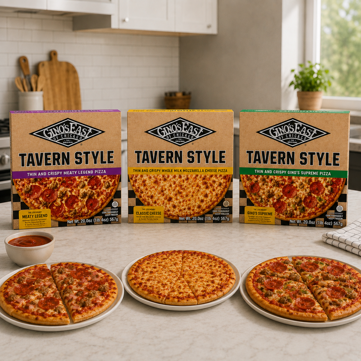 DISH///5th Anniversary Special Edition\… Combo Gino's East Tavern Style Pizza Variety Pack – Classic Cheese, Gi