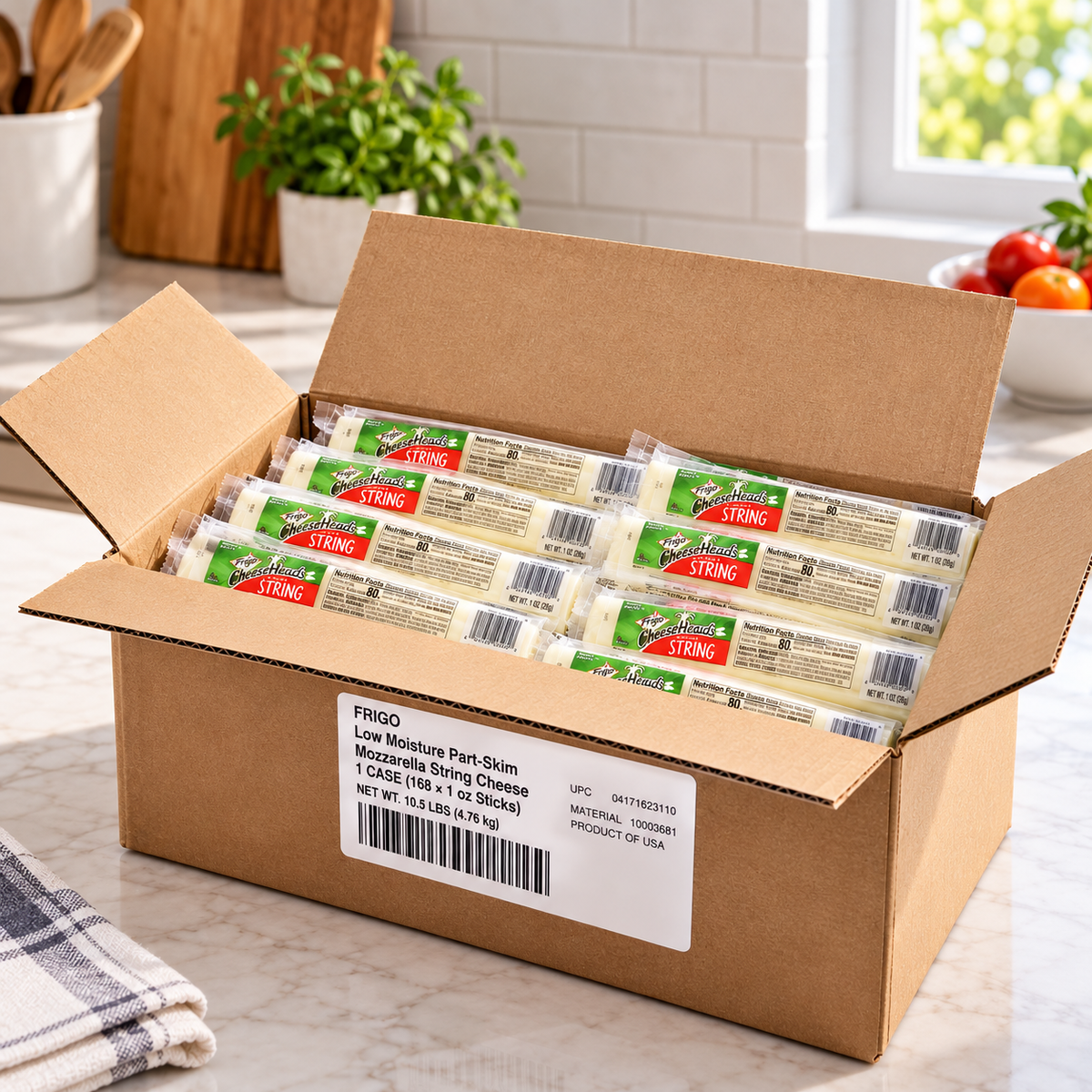 Frigo Low Moisture Part-Skim Mozzarella String Cheese – 1 CASE (168 × 1 oz Sticks)