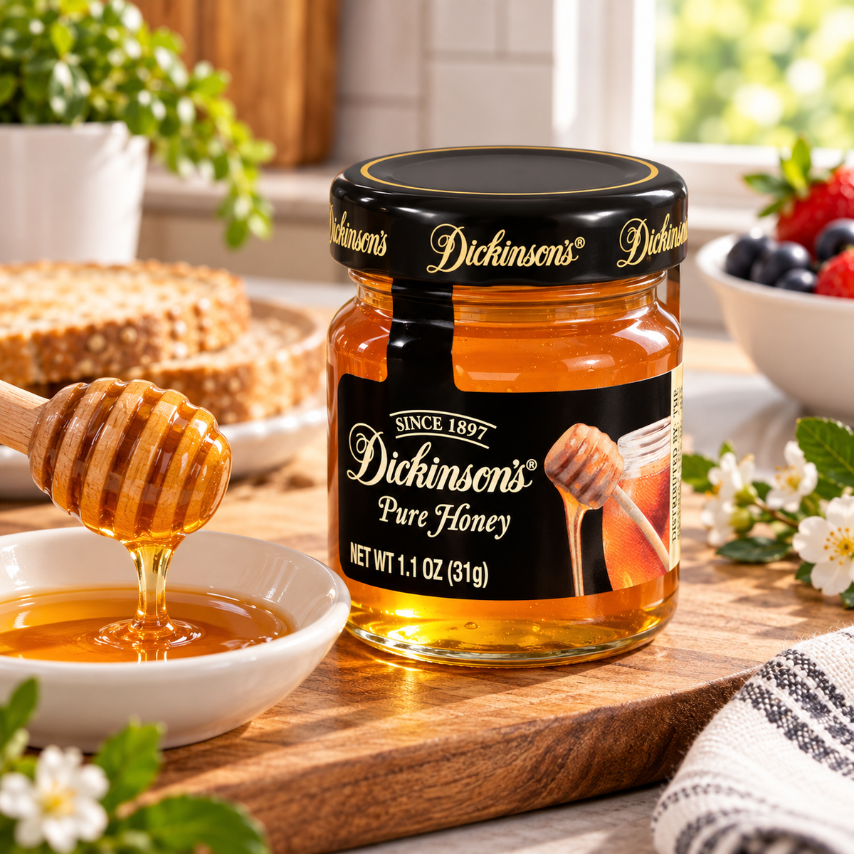Dickinson Pure Clover Honey β 1 CASE (72 Γ 1.1 oz Jars)