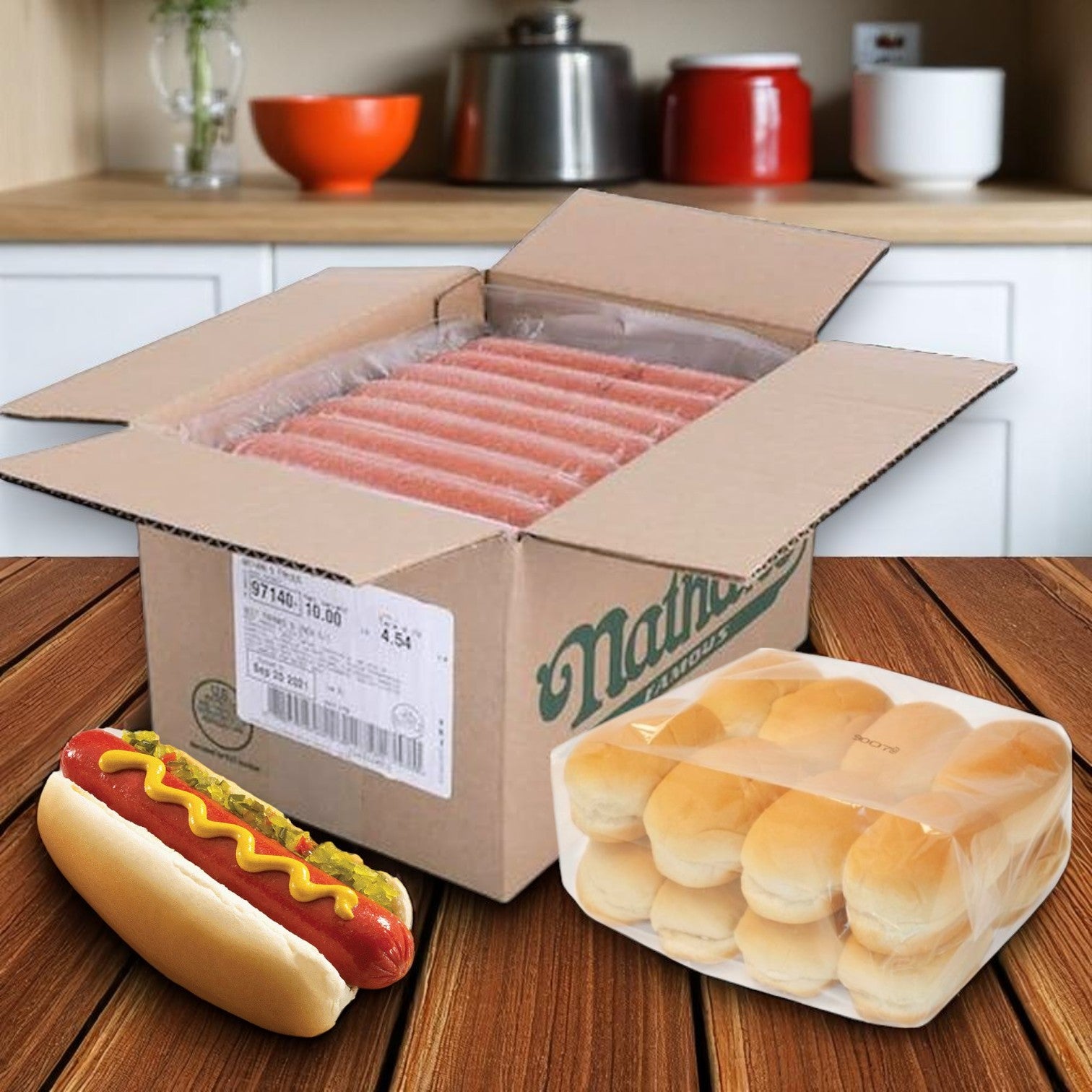 Nathan's Famous All-Beef Frankfurters Inch- Alpha Baking Hot Dog Bun