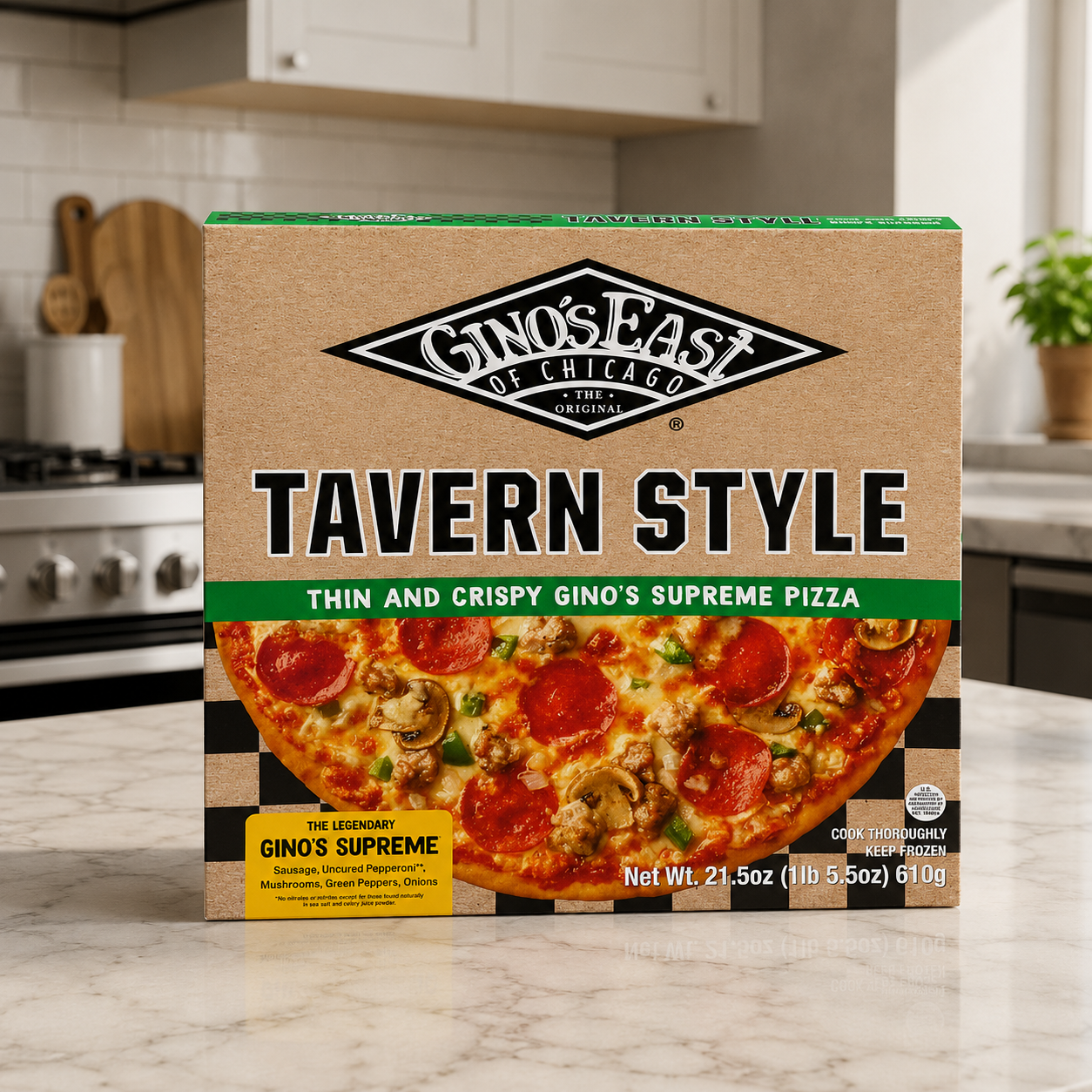 Combo Gino’s East Tavern Style Pizza Variety Pack – Classic Cheese, Gino’s Supreme & Meaty Legend, 3 Count