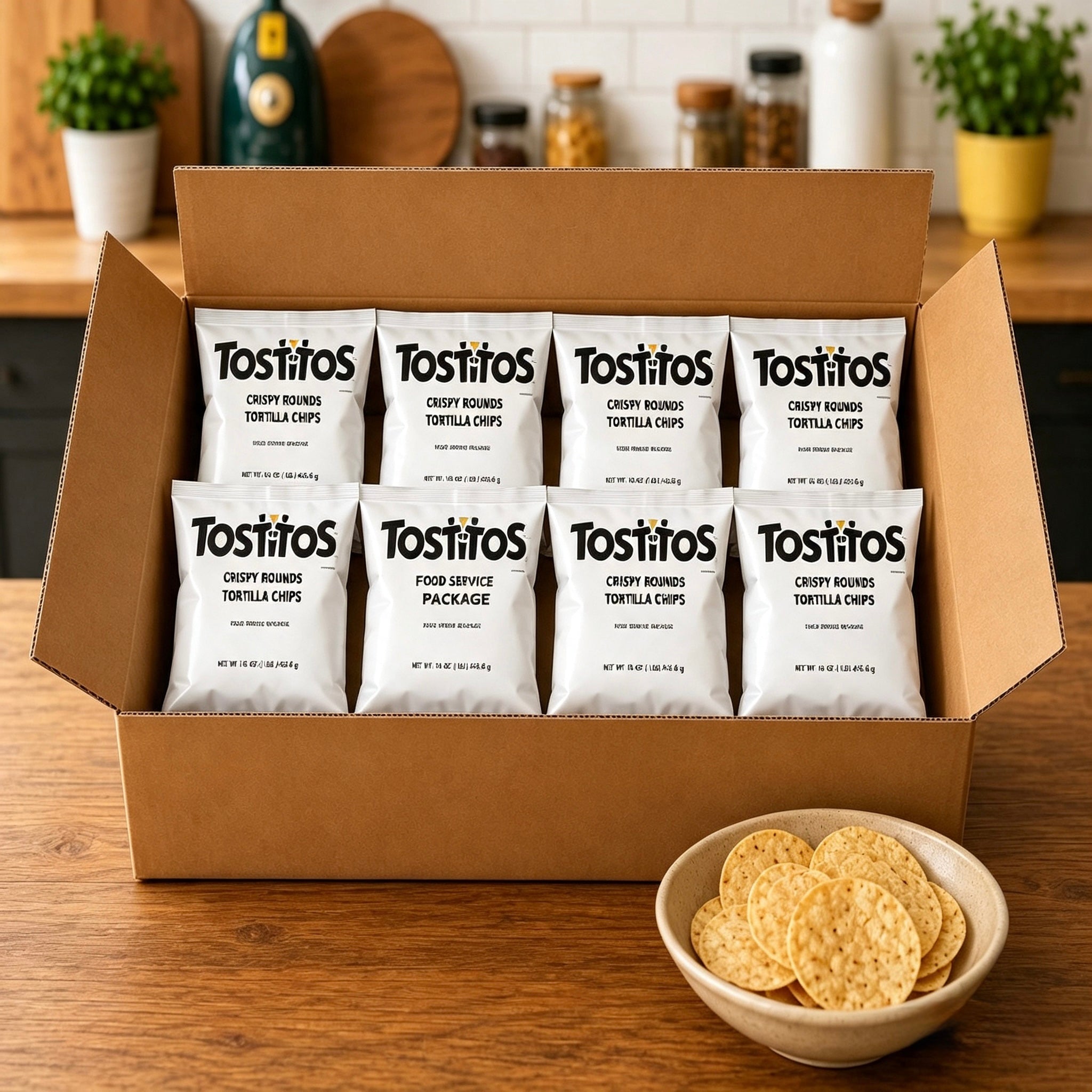 Tostitos® Crispy Rounds Tortilla Chips – 16 oz Bags (Pack of 8)
