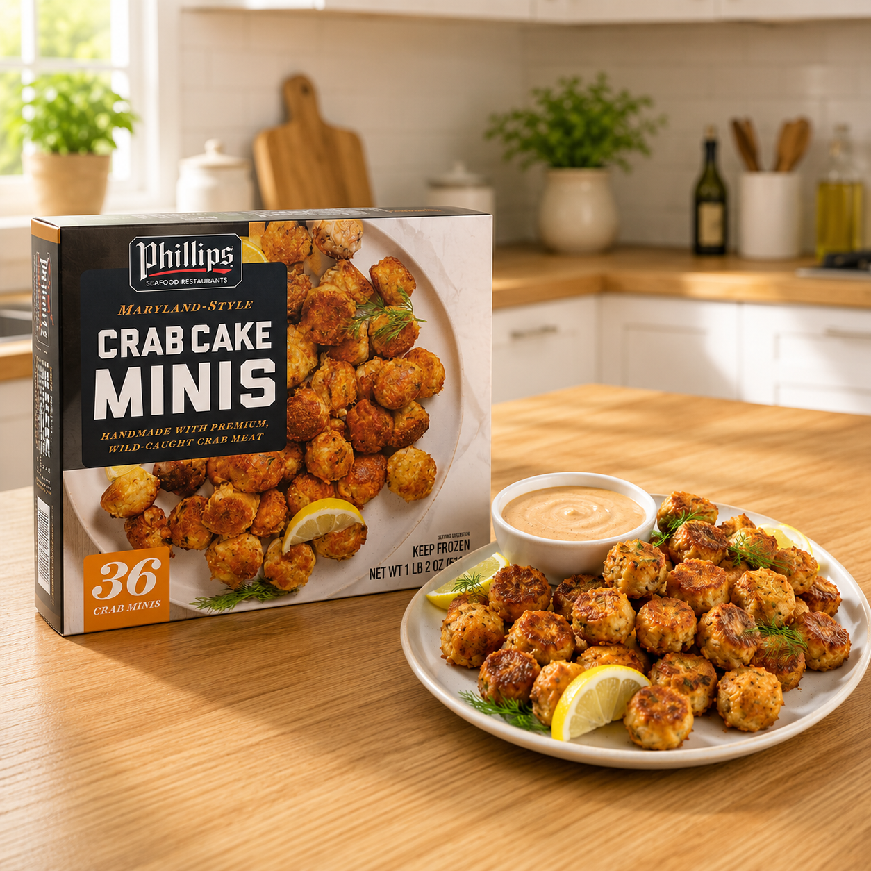 Phillips Crab Cake Minis – 36 Count per Pack (1 lb 2 oz each), 3 Packs per Case