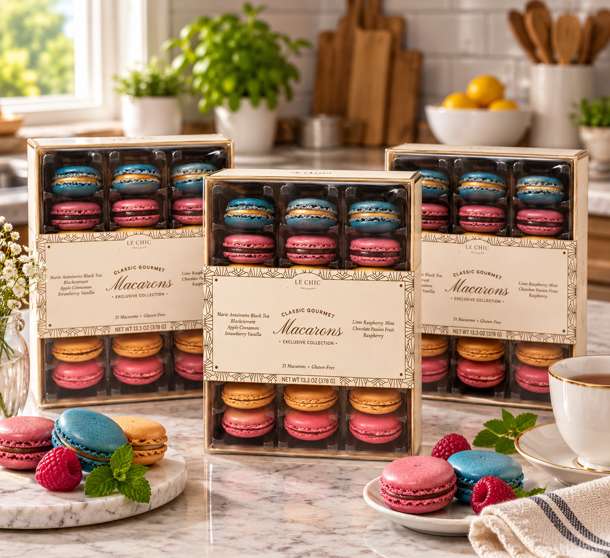 Le Chic Patissier Gourmet Macarons – 3-Count (21 Pieces per Box)