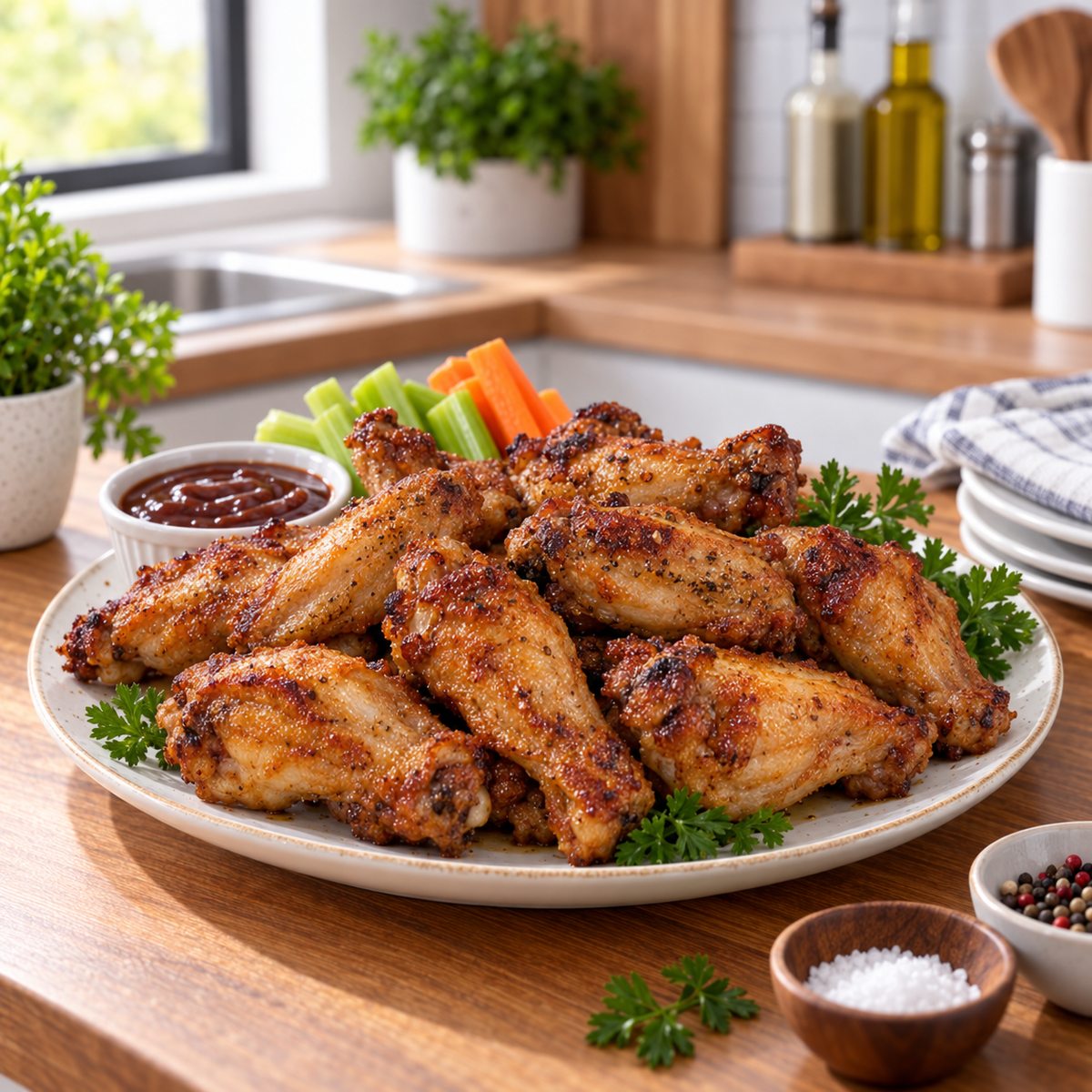 Roasted Pre-Cooked Chicken Wings – Medium, 3-Pack (5 lb Each, 15 lb Total)