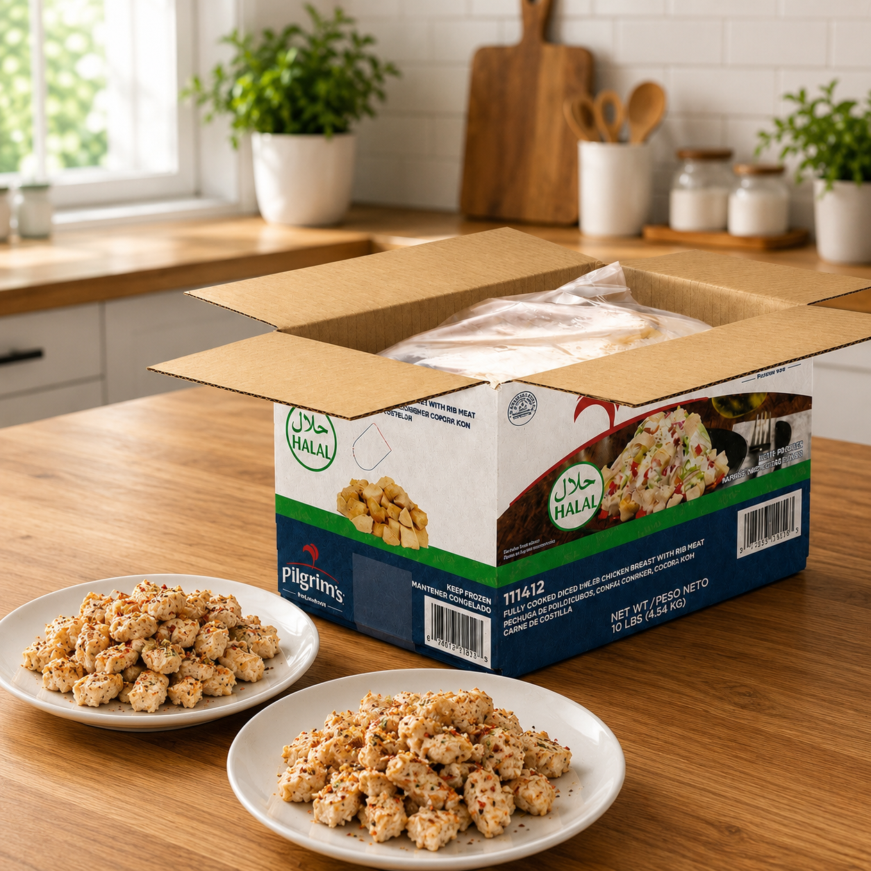 Pilgrim's Pride Halal Diced Chicken Breasts – 160 oz (10 lb) per Case