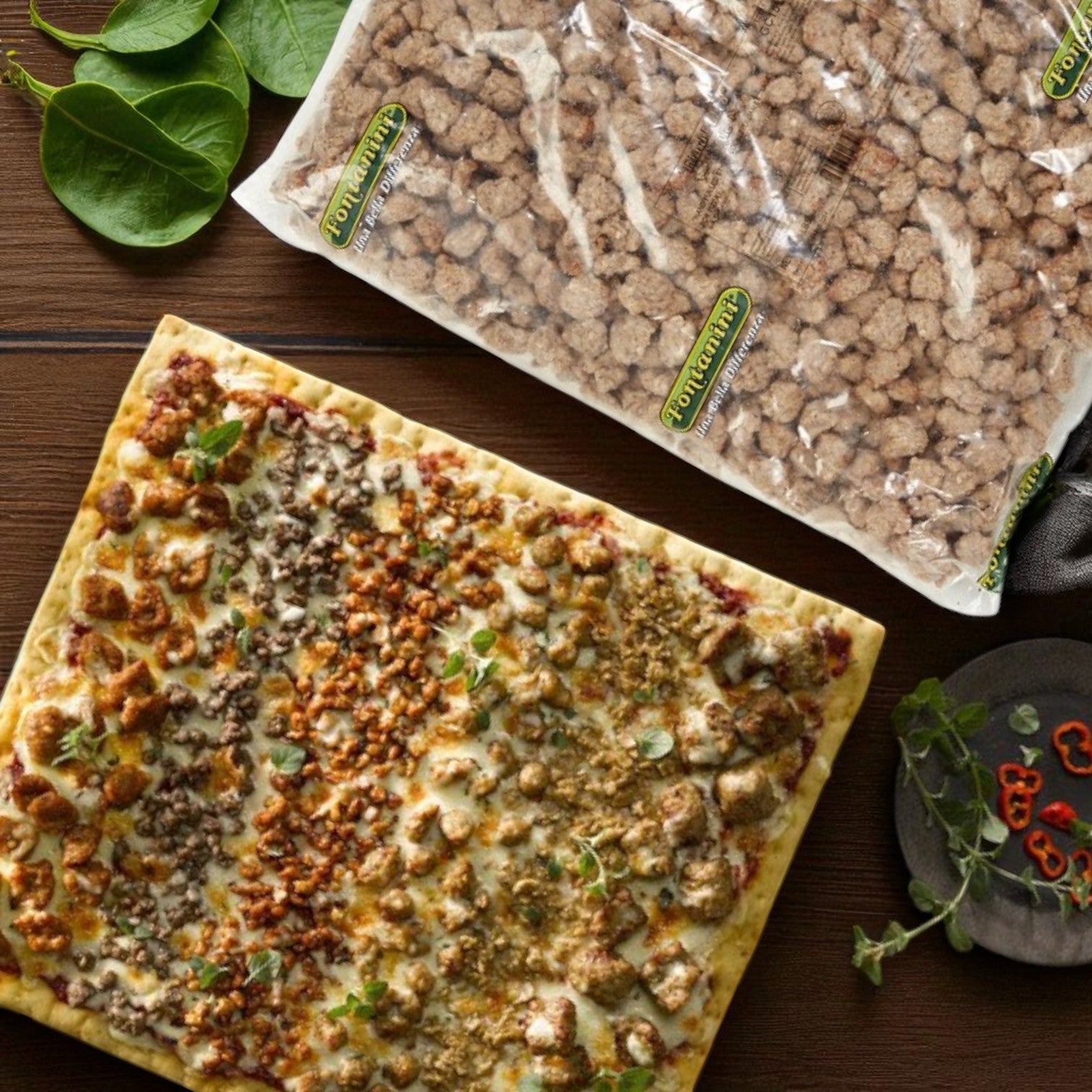 Fontanini Fully Cooked Large Italian Sausage Topping – 9–12 Pieces per lb, 15 lbs Total (3 Packs of 5 lbs)