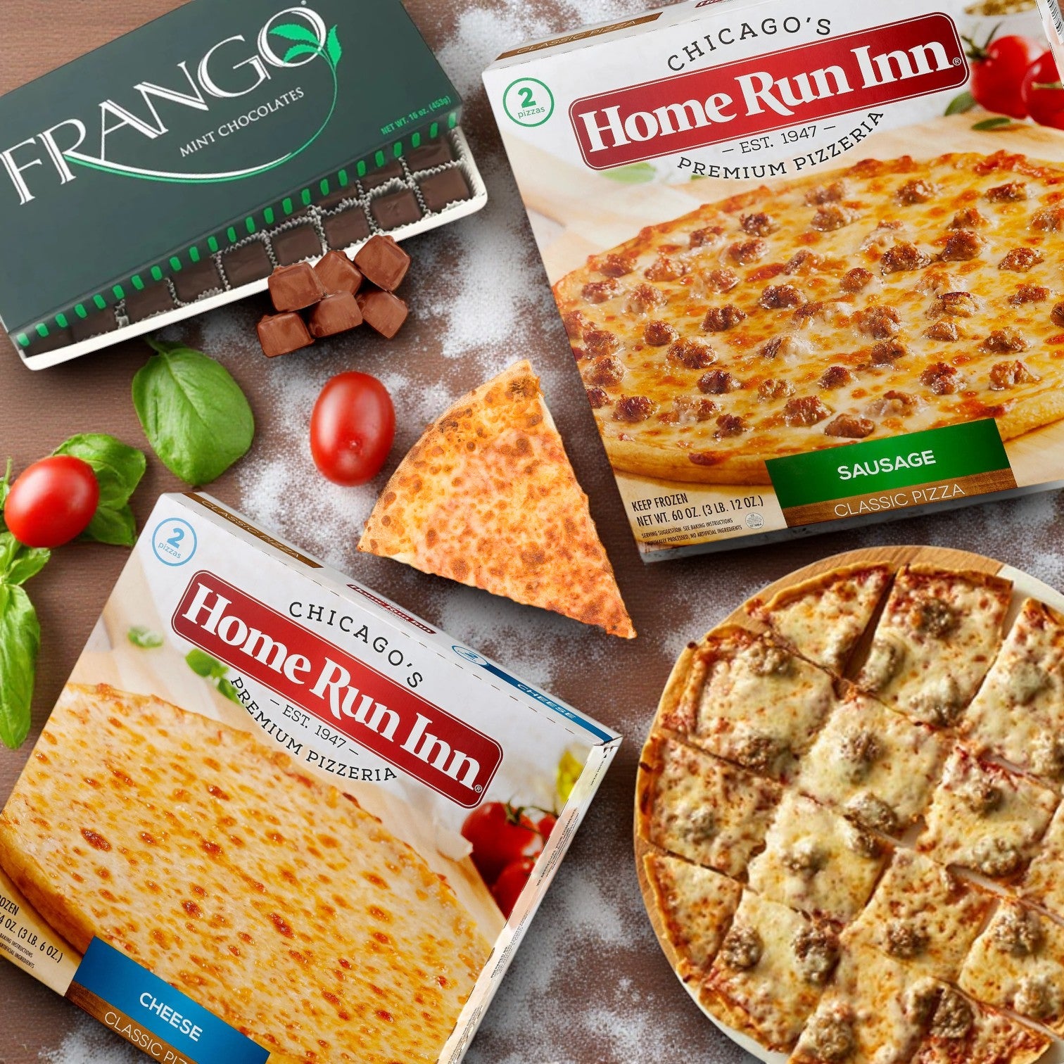 Home Run Inn Family Size Pizzas & Frango Mint Chocolates – Chicago Favorites Combo