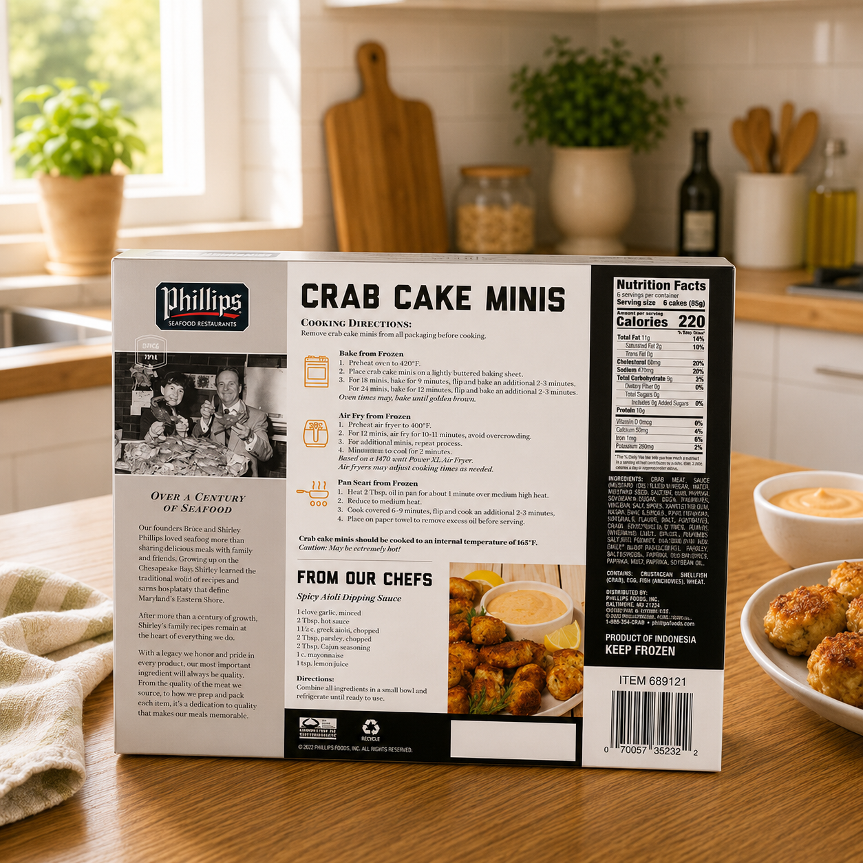 Phillips Crab Cake Minis – 36 Count per Pack (1 lb 2 oz each), 3 Packs per Case