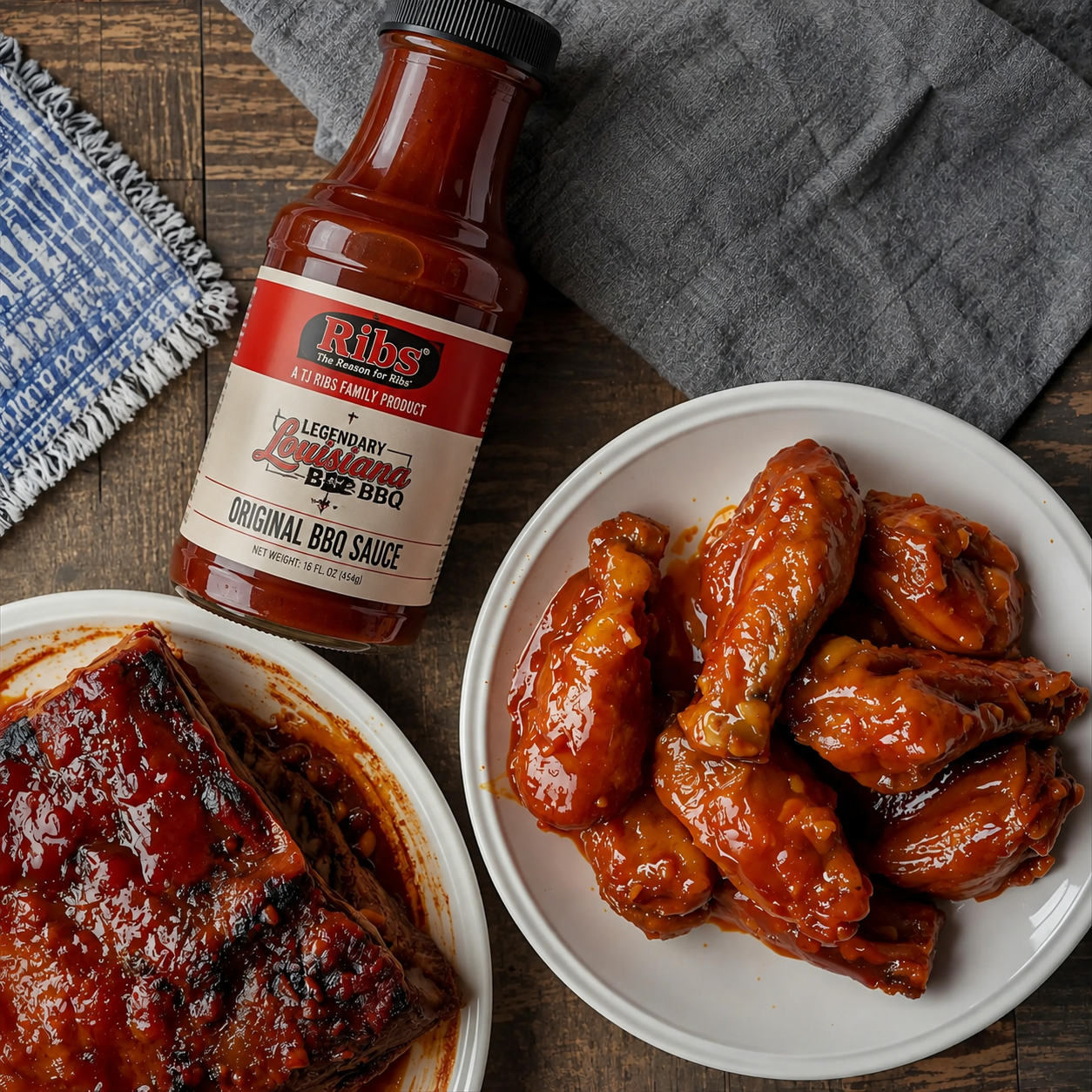 TJ Ribs - Ribs & Wings Dinner (Serves 4)