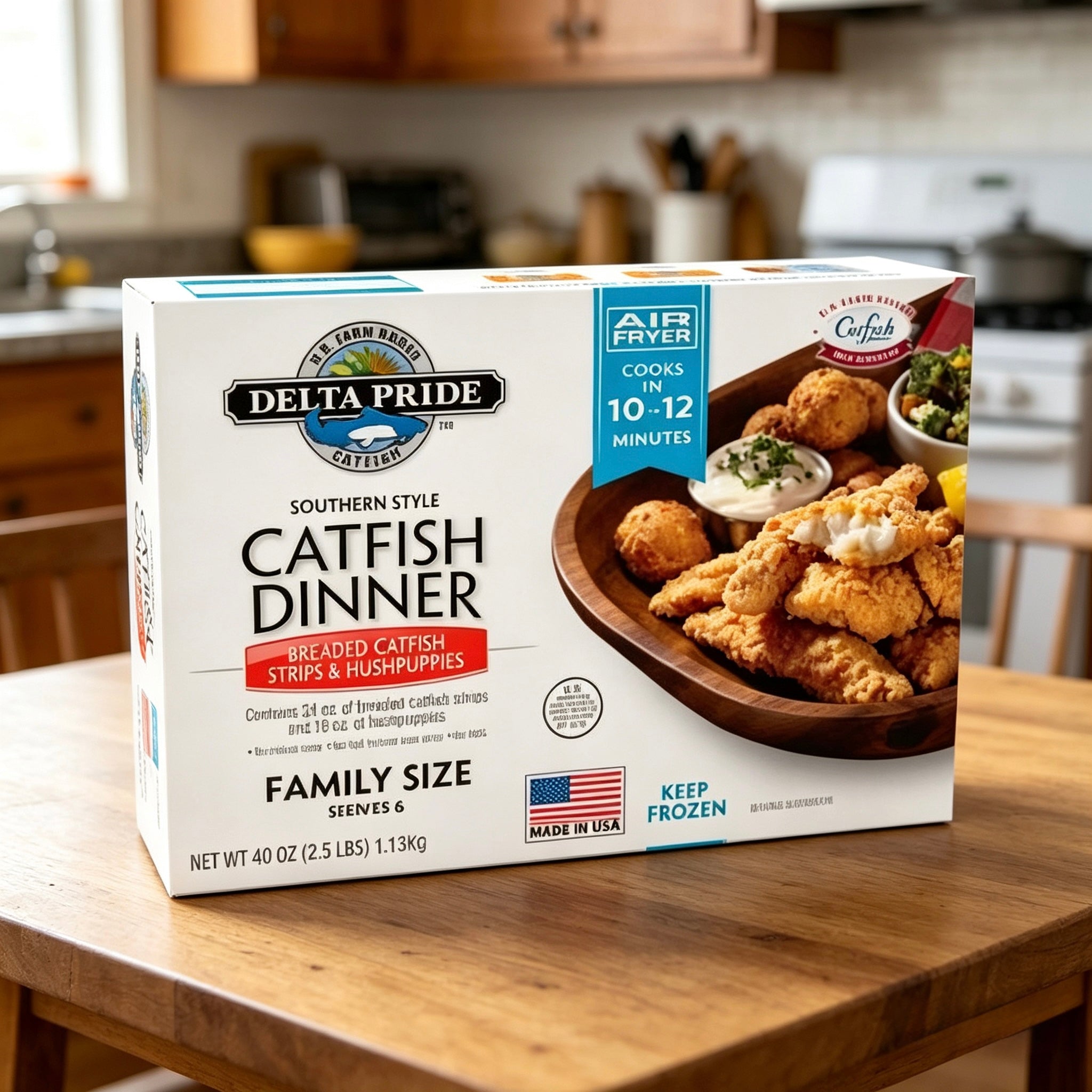 Breaded IQF Catfish Strips & Hushpuppies โ Southern-Style Seafood Combo (1 pack, 2.5 lb Box)