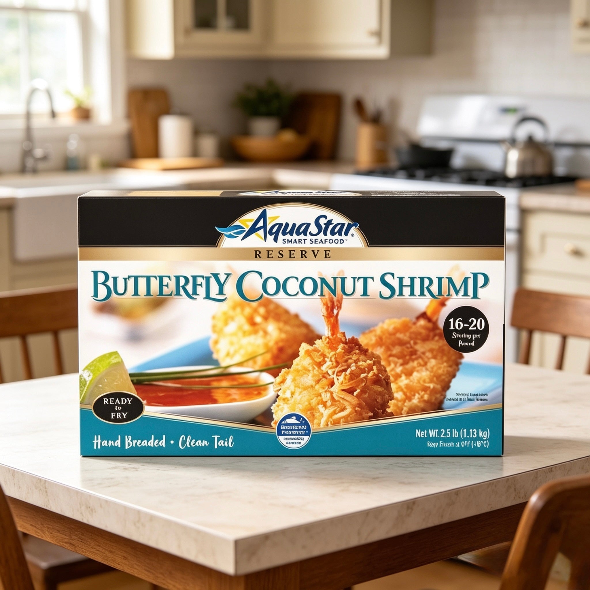Aqua Star Butterfly Coconut Shrimp, Hand Breaded (3 Count β 7.5 lbs Total)