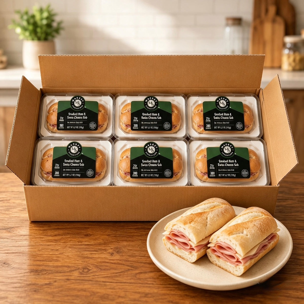 Smoked Ham & Swiss Cheese Sub, 1 Case, 6 Count-Ships Frozen And Once Out of the Freezer 30 Days Shelf Life in the Cooler!!