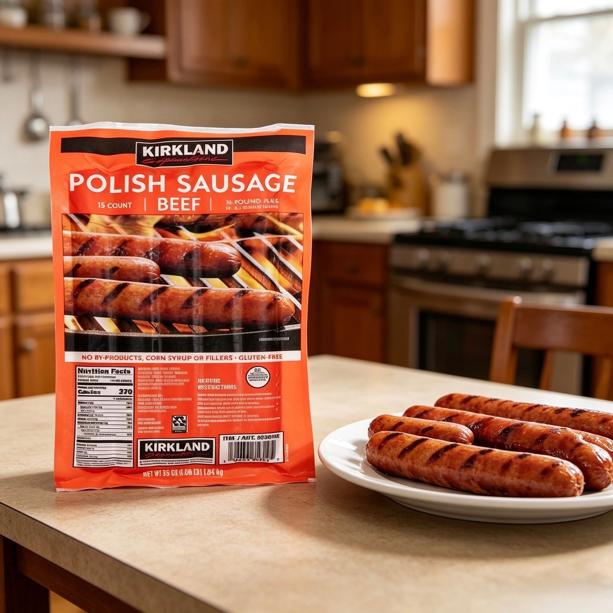Kirkland Signature Beef Polish Sausage, 4.3 oz, 15-count