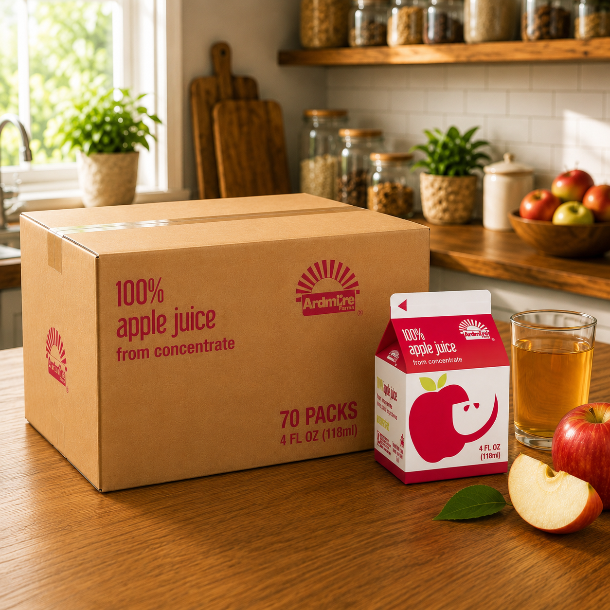 Ardmore Farms 100% Apple Juice – 4 fl oz per Carton, 70 Cartons per Case