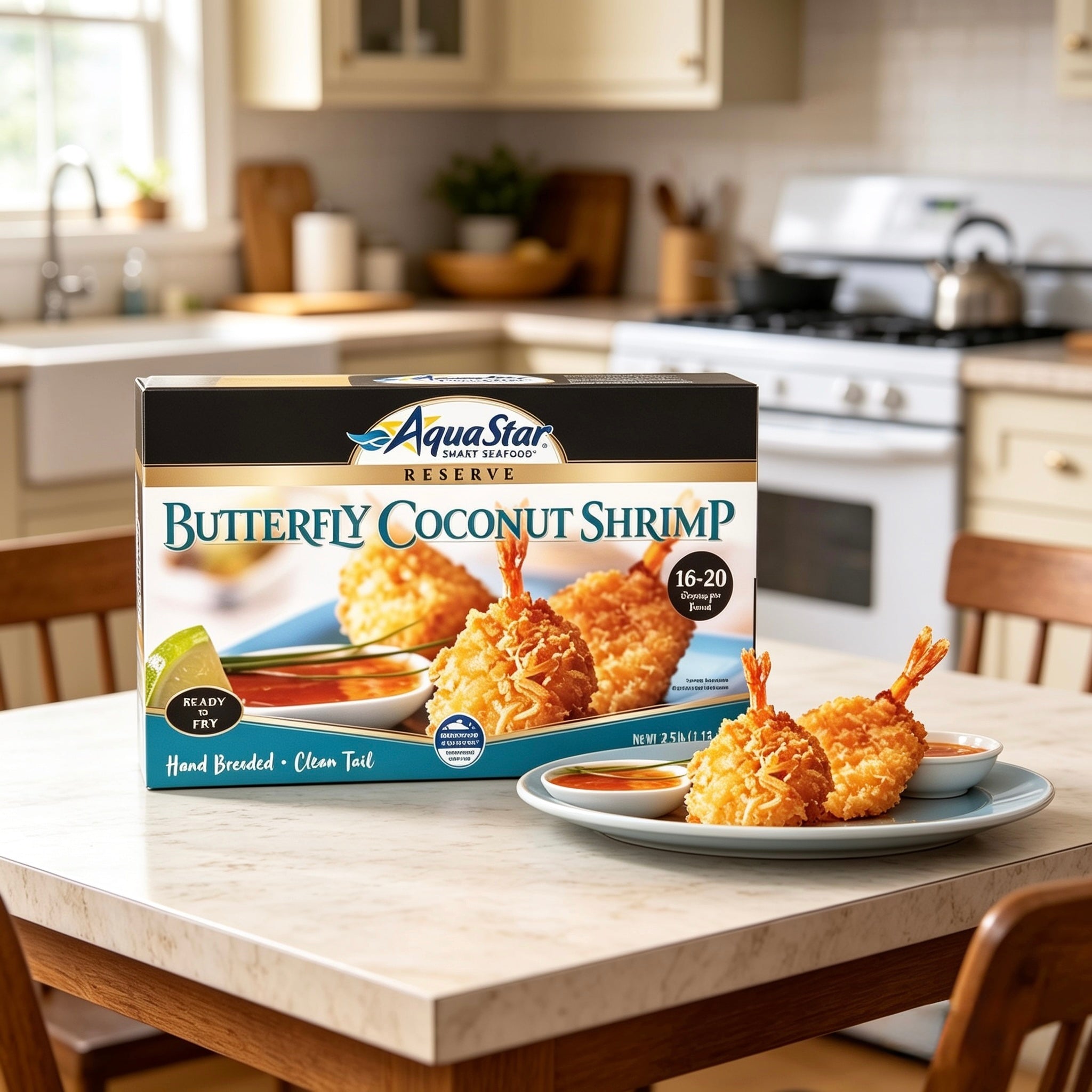 Aqua Star Butterfly Coconut Shrimp, Hand Breaded (3 Count β 7.5 lbs Total)
