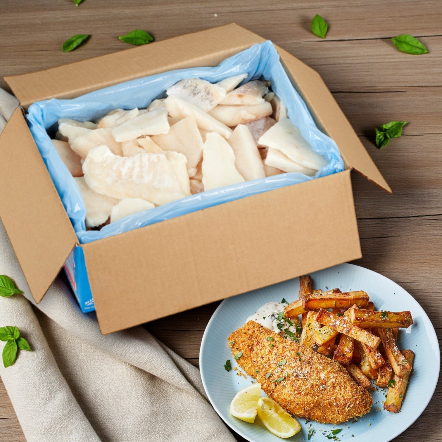 Alaskan Leader Seafood Alaska Cod, Wild Caught, Boneless & Skinless, 10 lbs