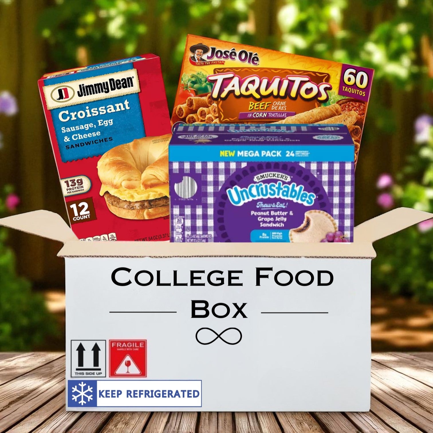 College Food Box- Breakfast Sandwiches, PB&Js & Taquitos! 96 Total Items!!