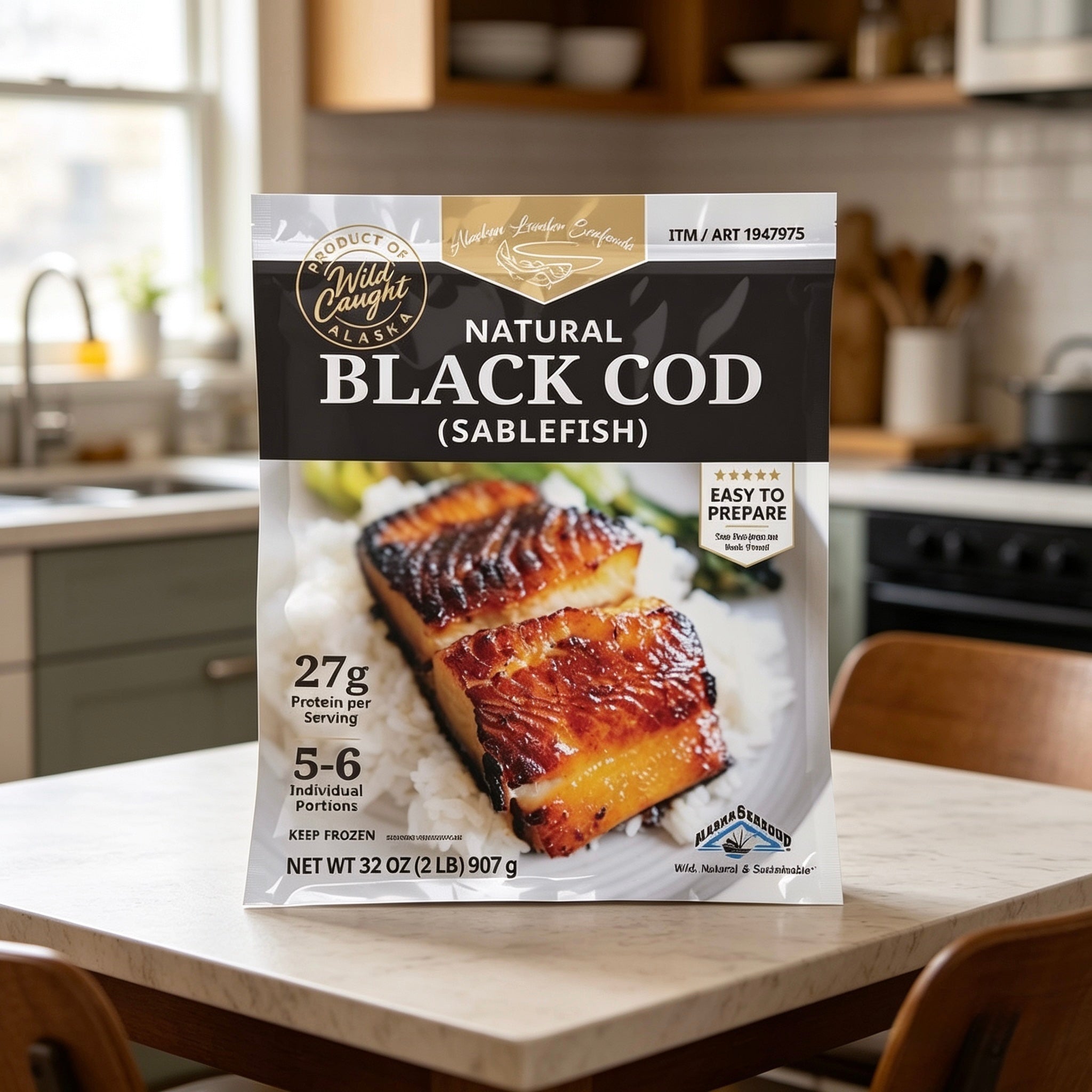 Alaskan Leader Seafood Natural Black Cod – Wild Caught Black Cod, 32 oz 1-Count Pack