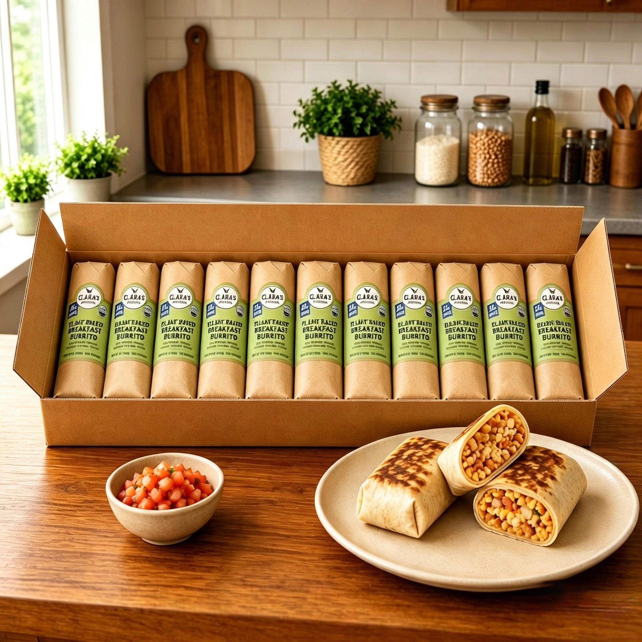 Claras Kitchen Individually Packaged Vegan Breakfast Burrito, 8 oz-12 Each. Please allow 1–2 extra business days for delivery on this item.