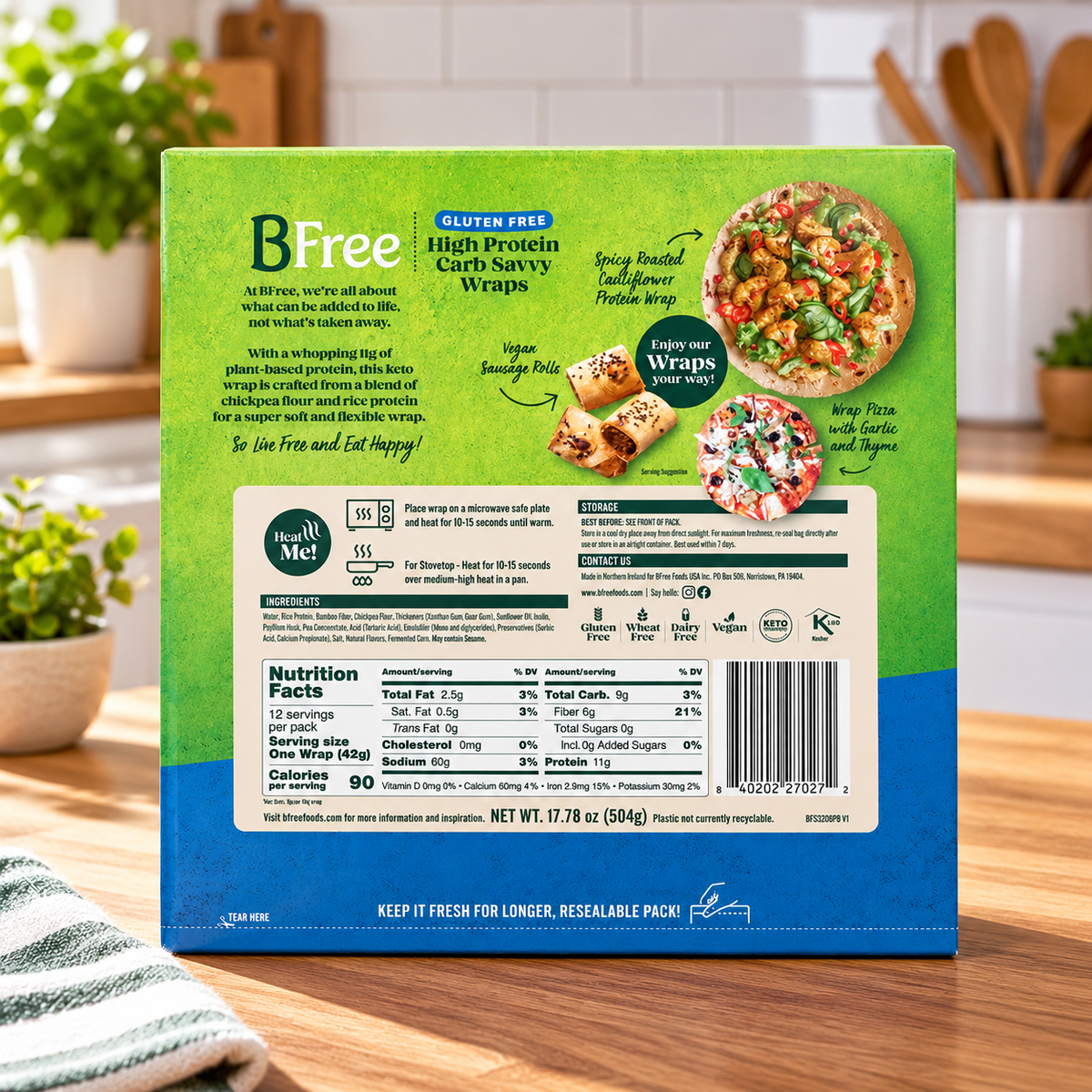 BFree High Protein Gluten Free Wrap — 12 Count