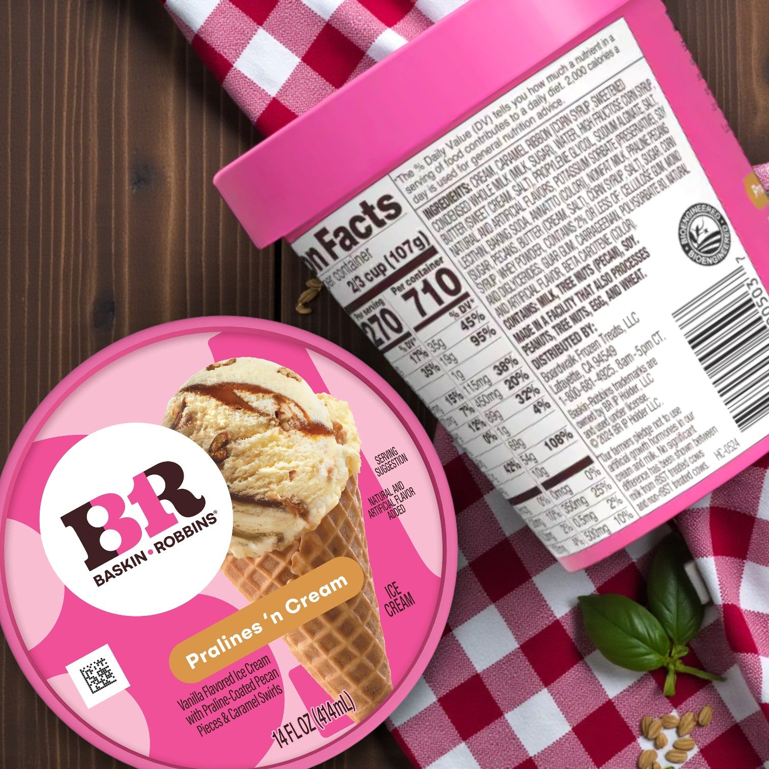 Baskin Robbins Ice Cream Pralines 'N Cream - 6 Containers- 14 oz each