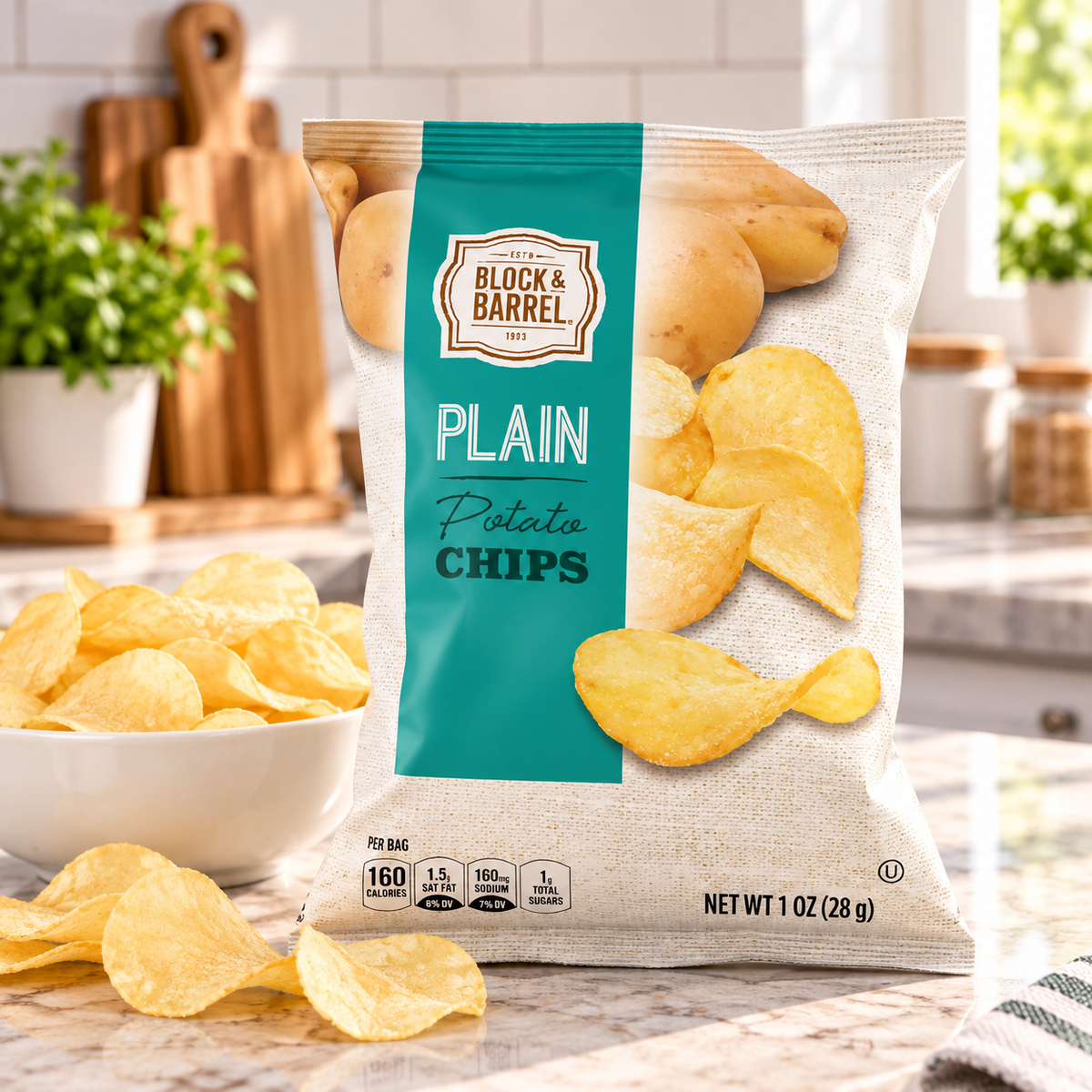 Block & Barrel Classic Regular Potato Chips – 70 × 1 oz Single-Serve Bags (1 Case)