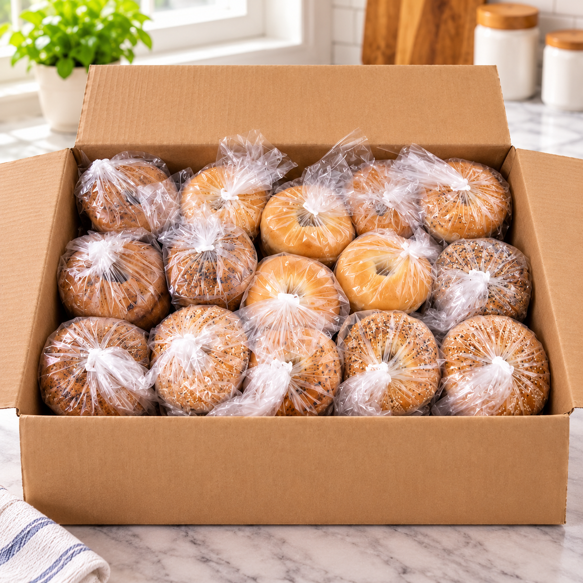 Baker's Source Classi – Assorted Sliced Bagels, 3 oz Each | 15 Packs × 6 Bagels - 1 case