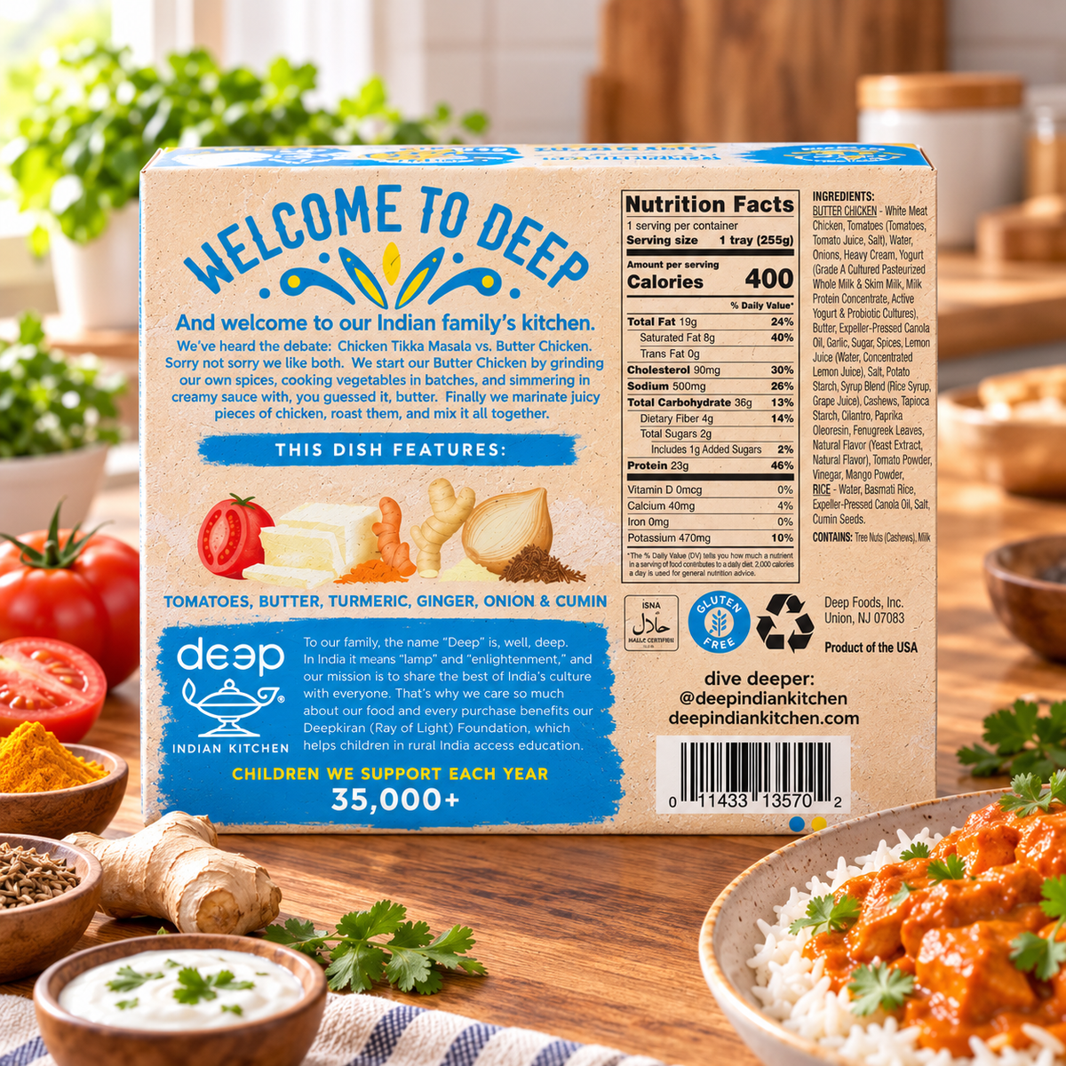 Deep Indian Kitchen Butter Chicken with Cumin Basmati Rice – 9 oz