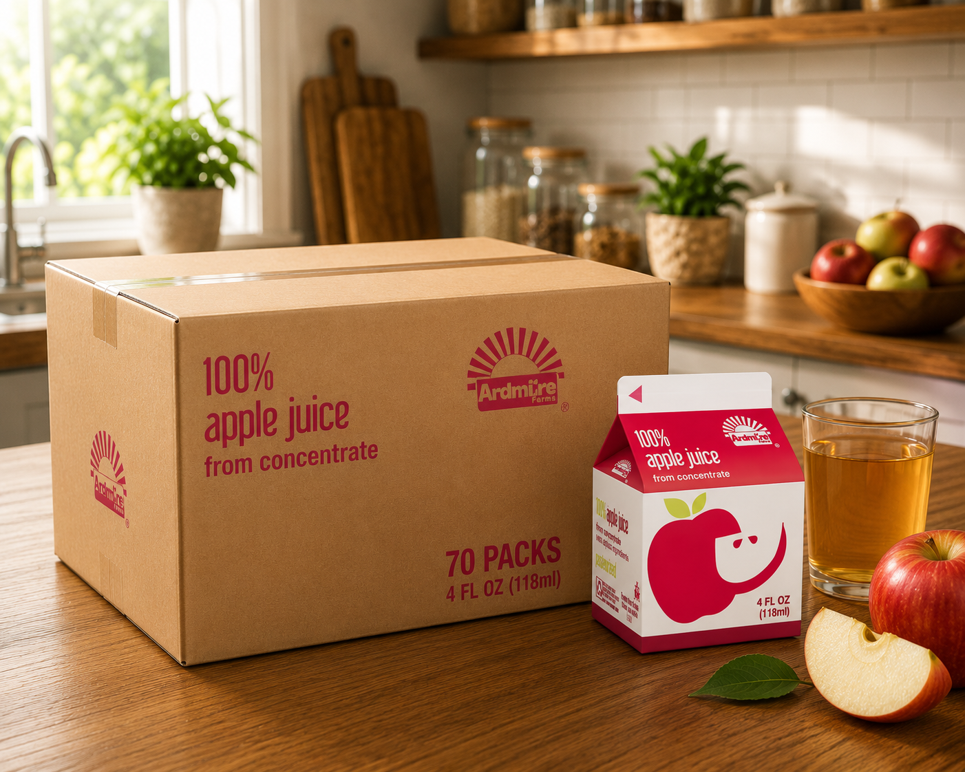 Ardmore Farms 100% Apple Juice – 4 fl oz per Carton, 70 Cartons per Case