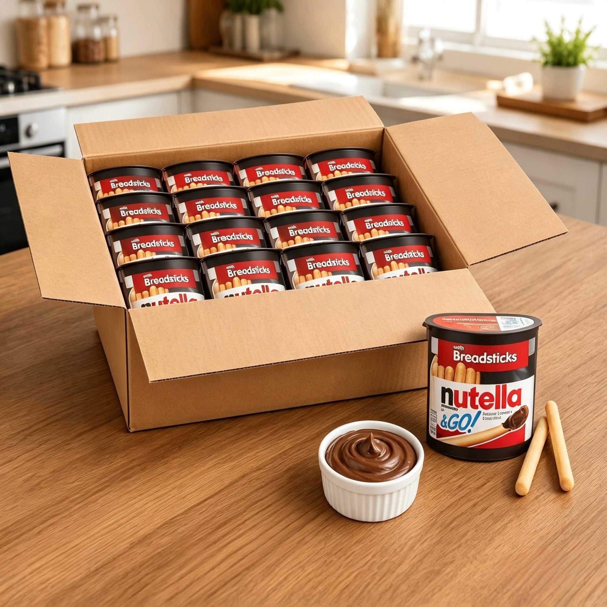 Nutella & GO! Hazelnut and Cocoa Spread with Breadsticks, 16 Packs Per Case- 1 Case