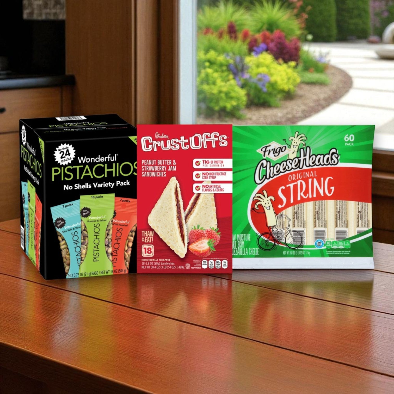 School Lunch Box- 24 Pistachios, 60 String Cheese, 18 Strawberry Crustoffs