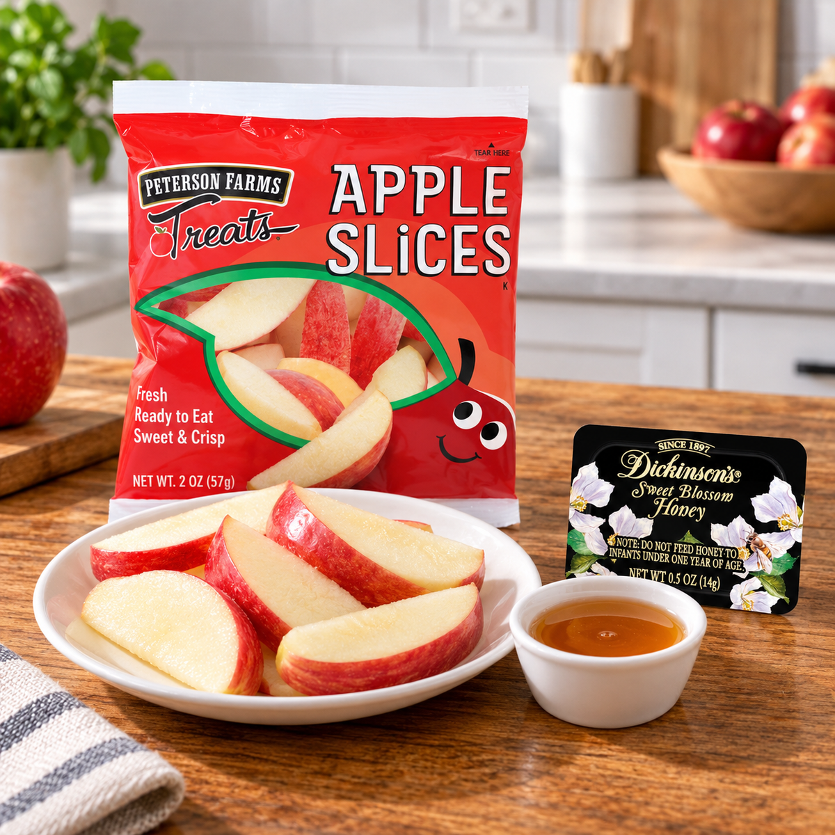 Apple Slices with Honey โ 100 Count (2-Case Bundle + 1 Dickinson Pure Honey)