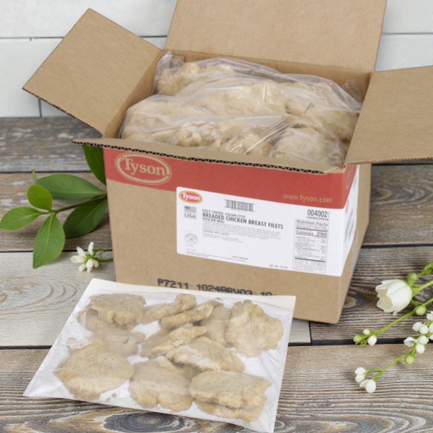 Tyson Foods Italian Breaded Chicken Breast Filets – Fully Cooked (34 × 4.7 oz Portions)