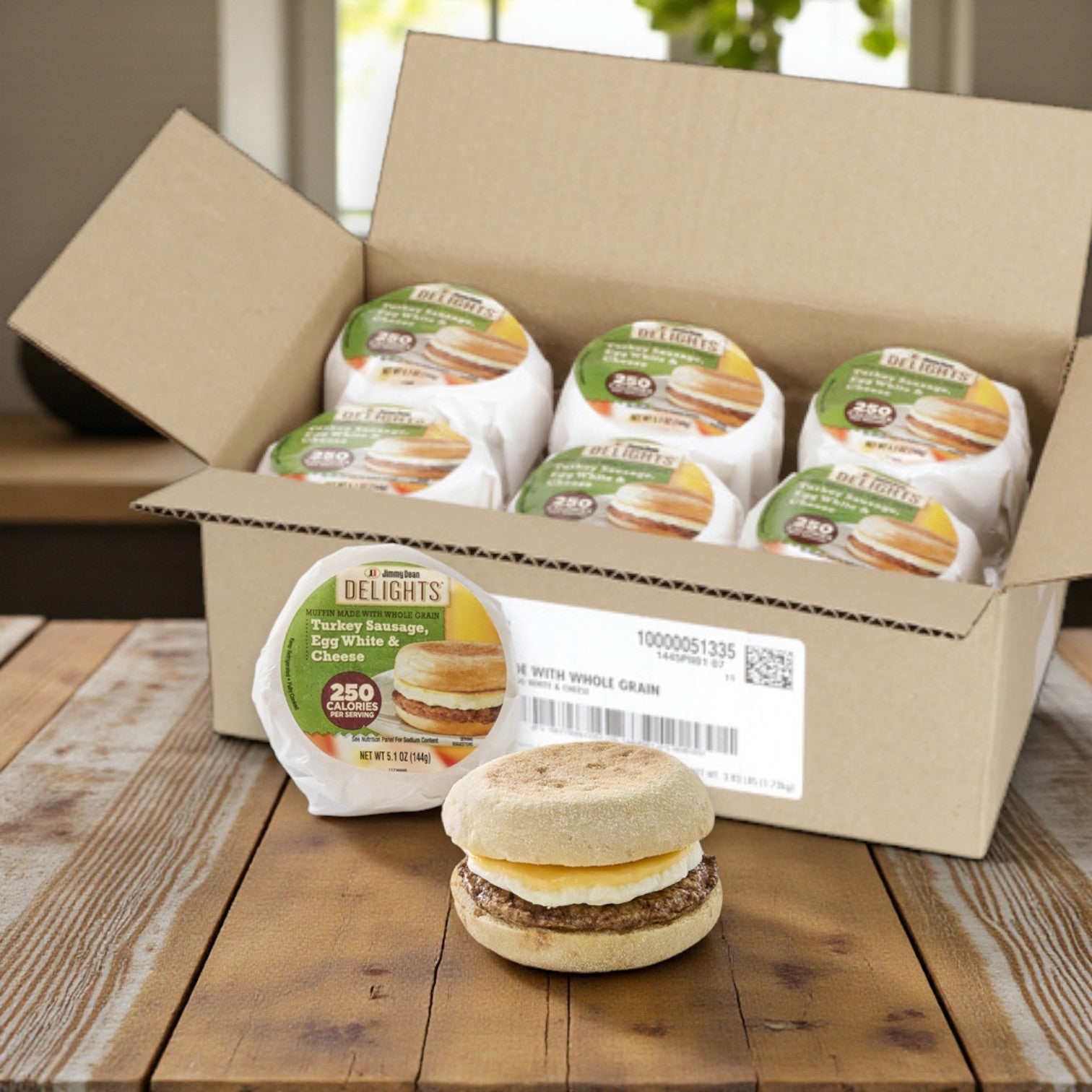 Jimmy Dean English Muffin Sandwiches with Turkey Sausage & Egg Whites – Individually Wrapped (12 × 5.1 oz)