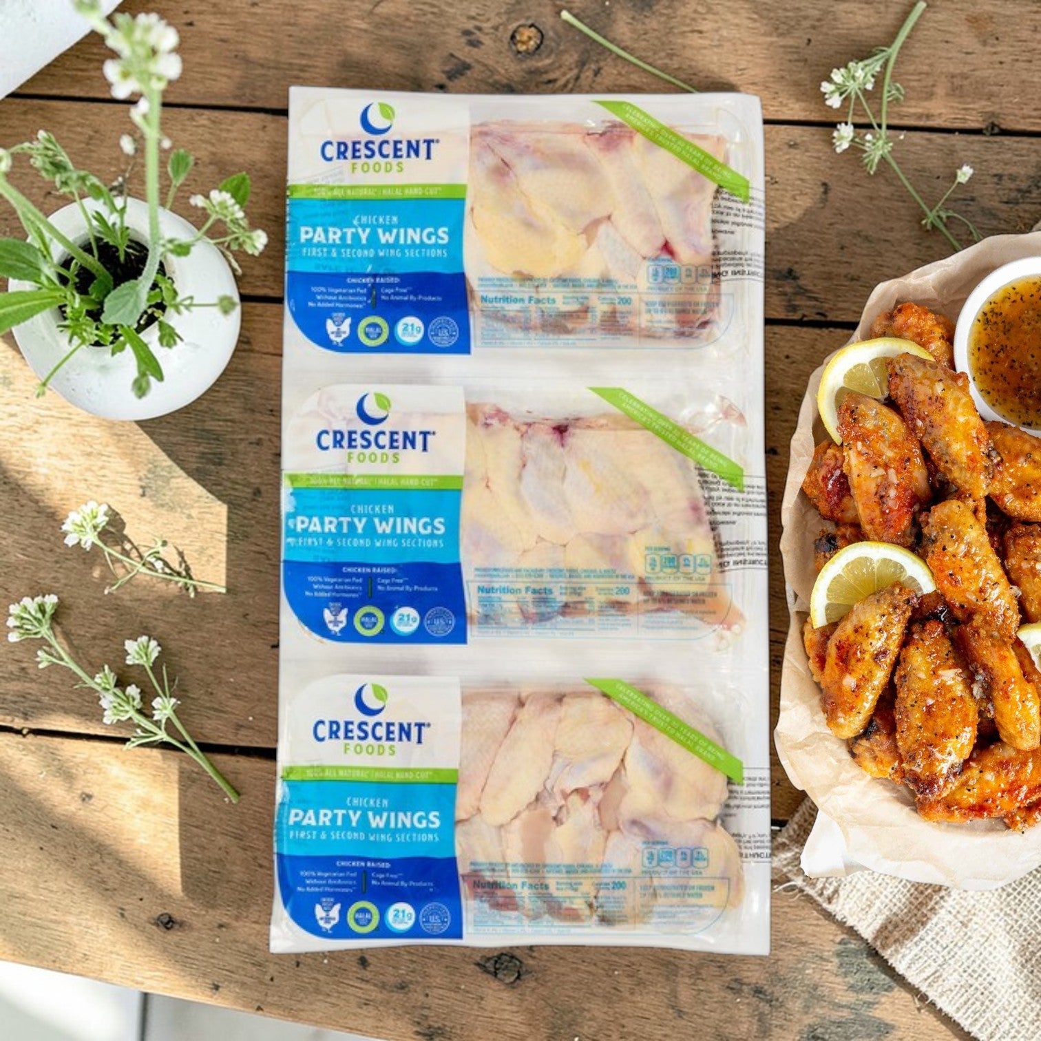 Crescent Foods Halal Chicken Party Wings – 3 Pack Party Bundle