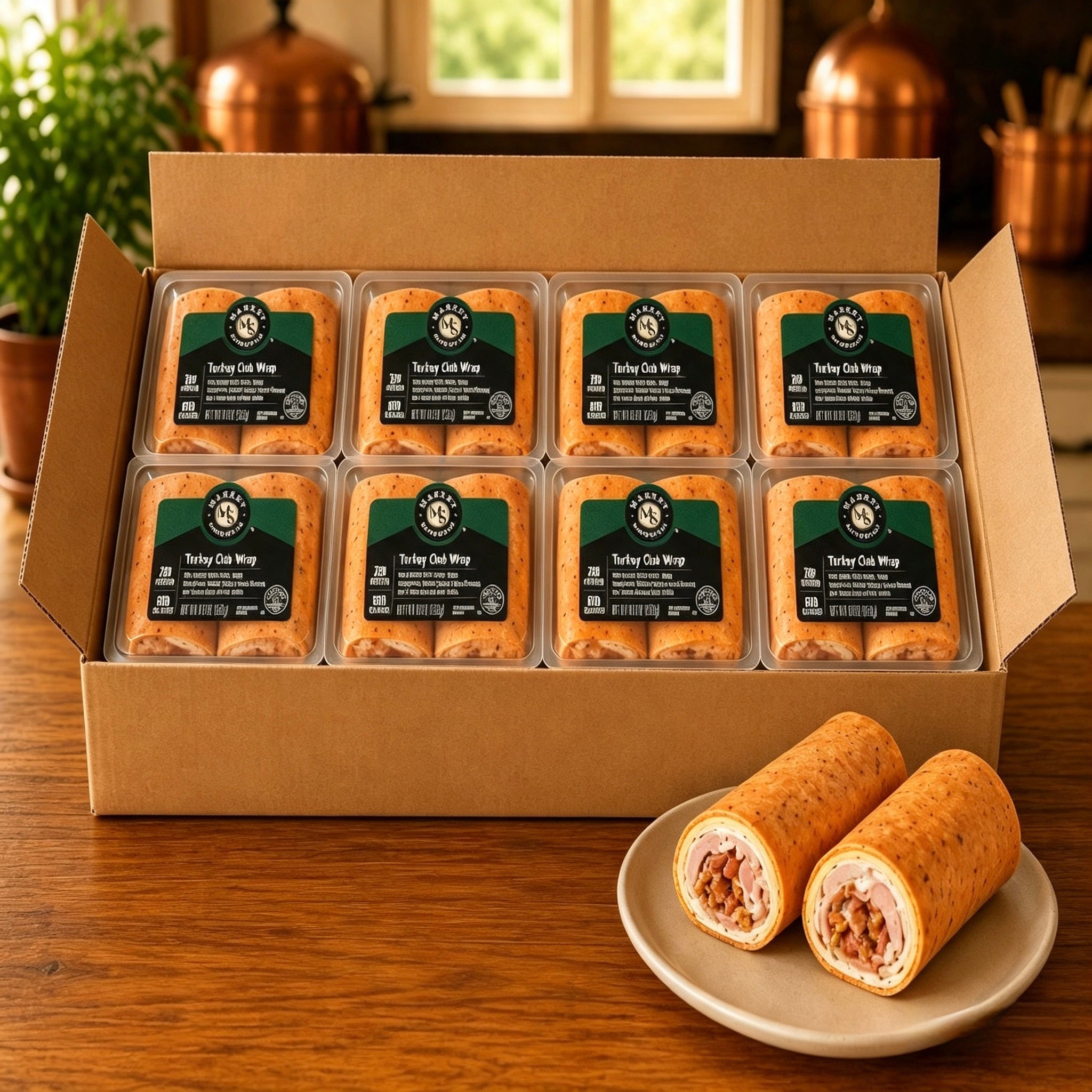 Turkey Club Wrap with Bacon, Ham, Cheddar & Ranch – 8 Count Case