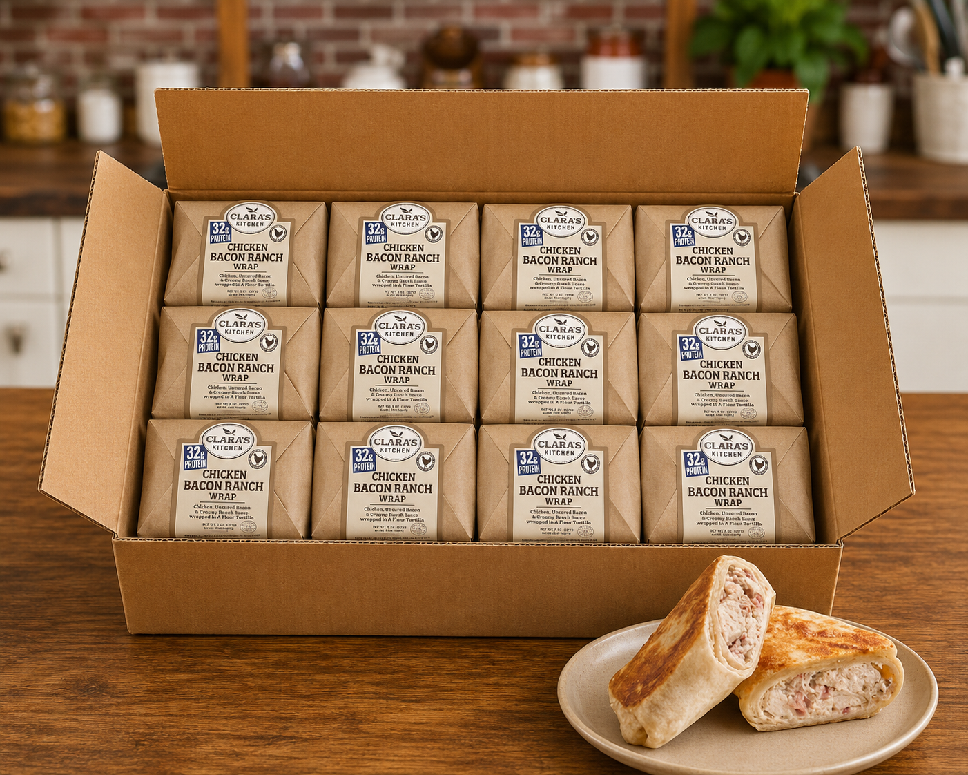 Clara's Kitchen Individually Wrapped Chicken, Bacon & Ranch Wrap – 8 oz (12 Pack Case) Please allow 1–2 extra business days for delivery on this item.