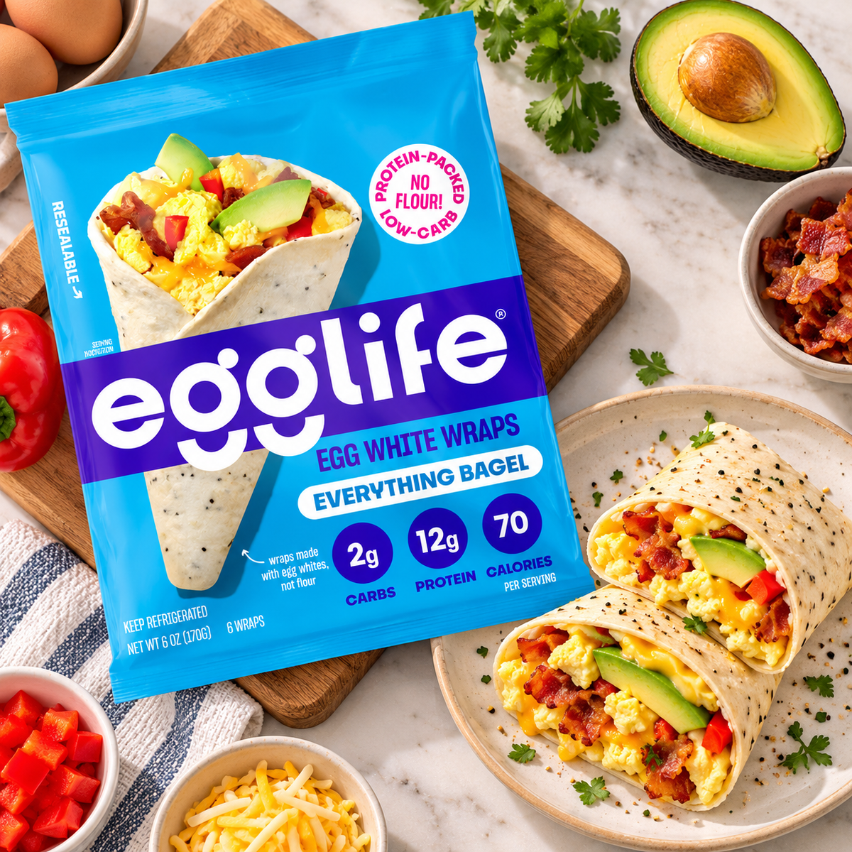 egglife Everything Bagel Egg White Wraps — 1 pack (6 Count)