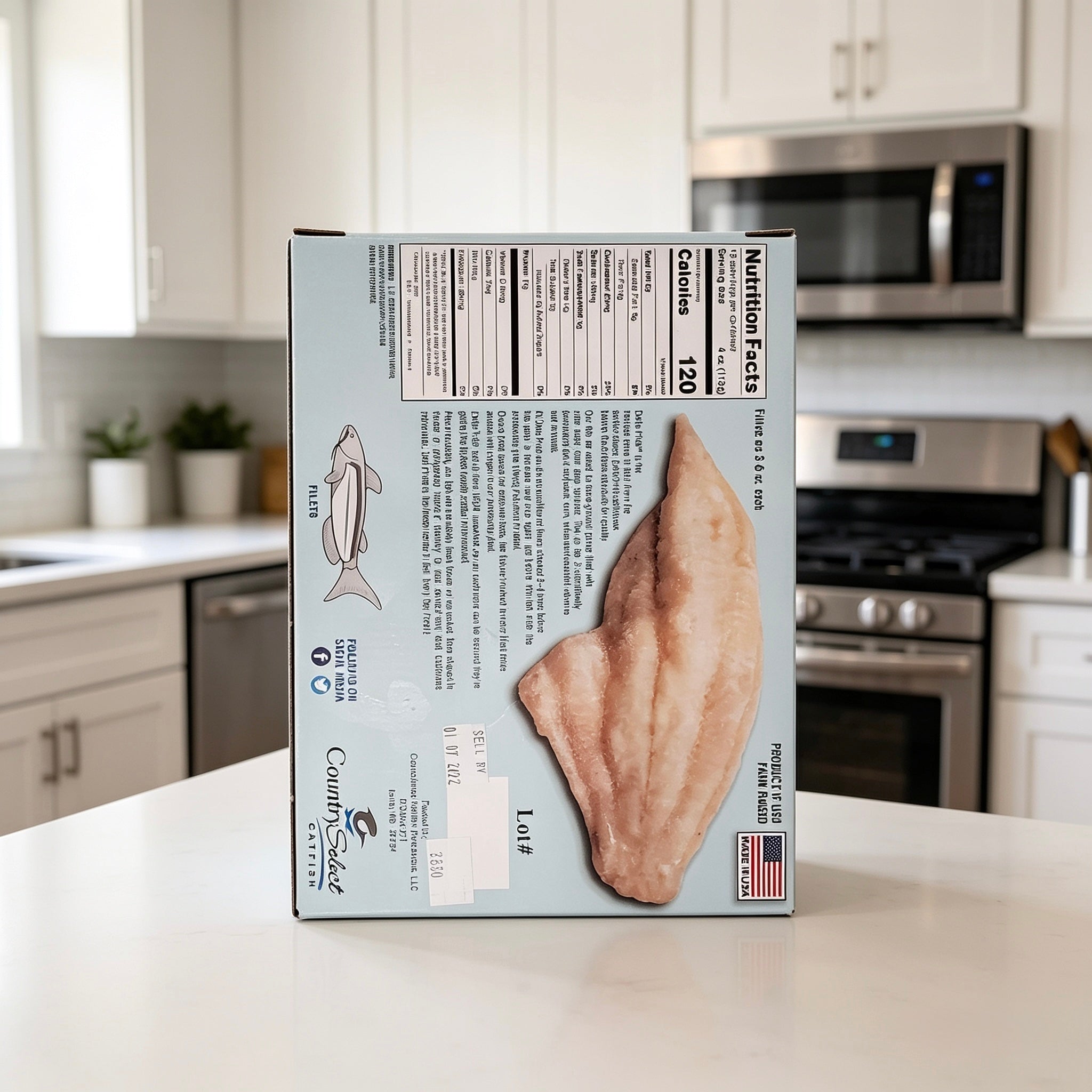 IQF Catfish Fillet β Premium Frozen Catfish Portions (~10 Fillets, 3β6 oz Each, 6 Packs of 4 lb)