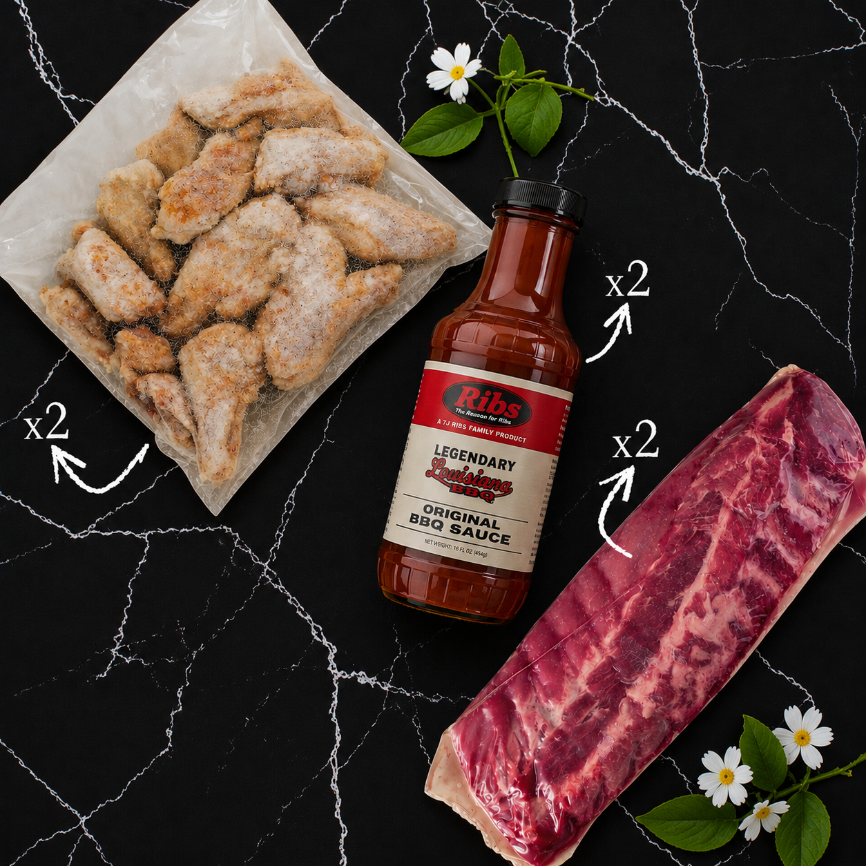 TJ Ribs - Ribs & Wings Dinner (Serves 2)