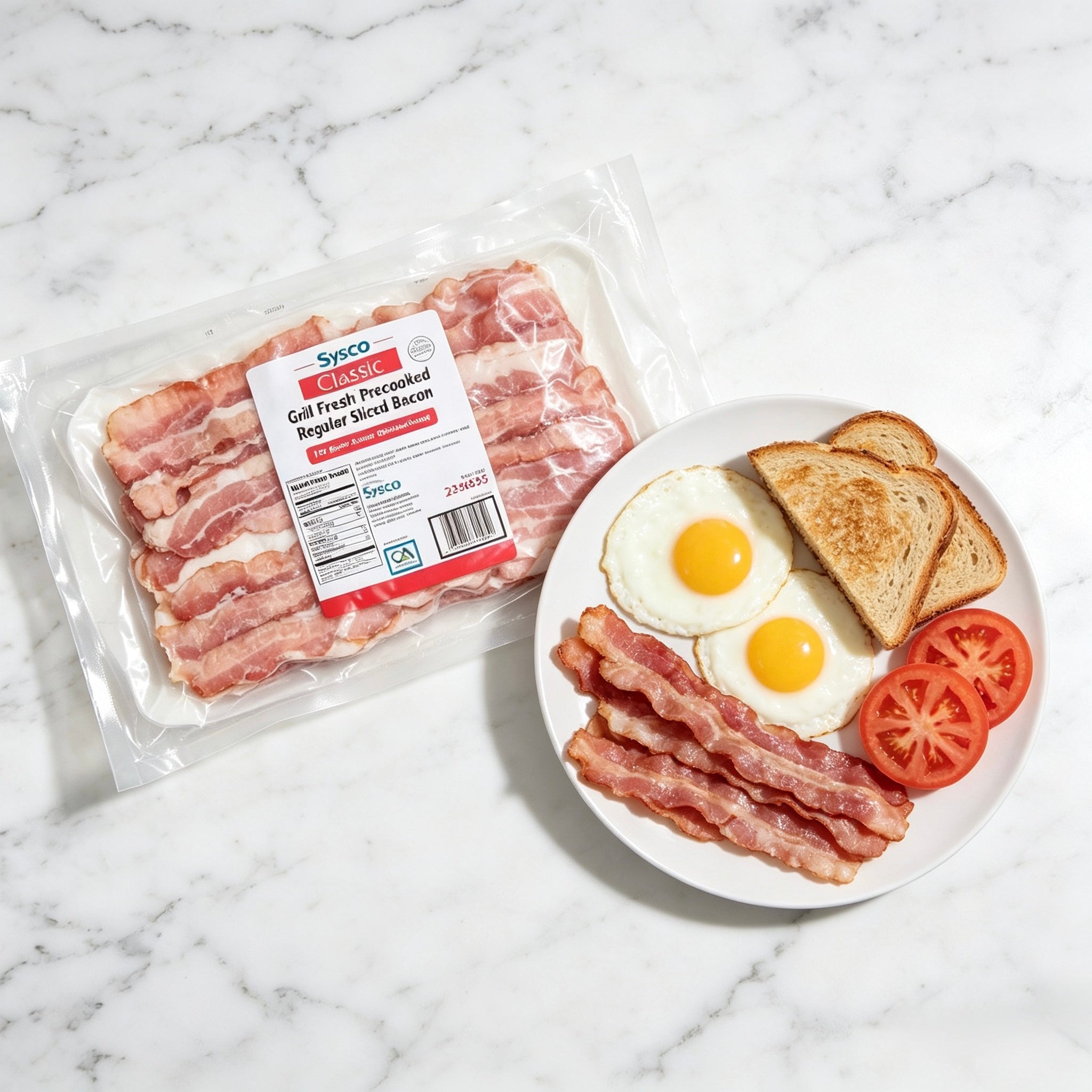 Bacon Precooked Regular Slice – Sysco Classic Grill Fresh Precooked Bacon, 300 Slices per Case
