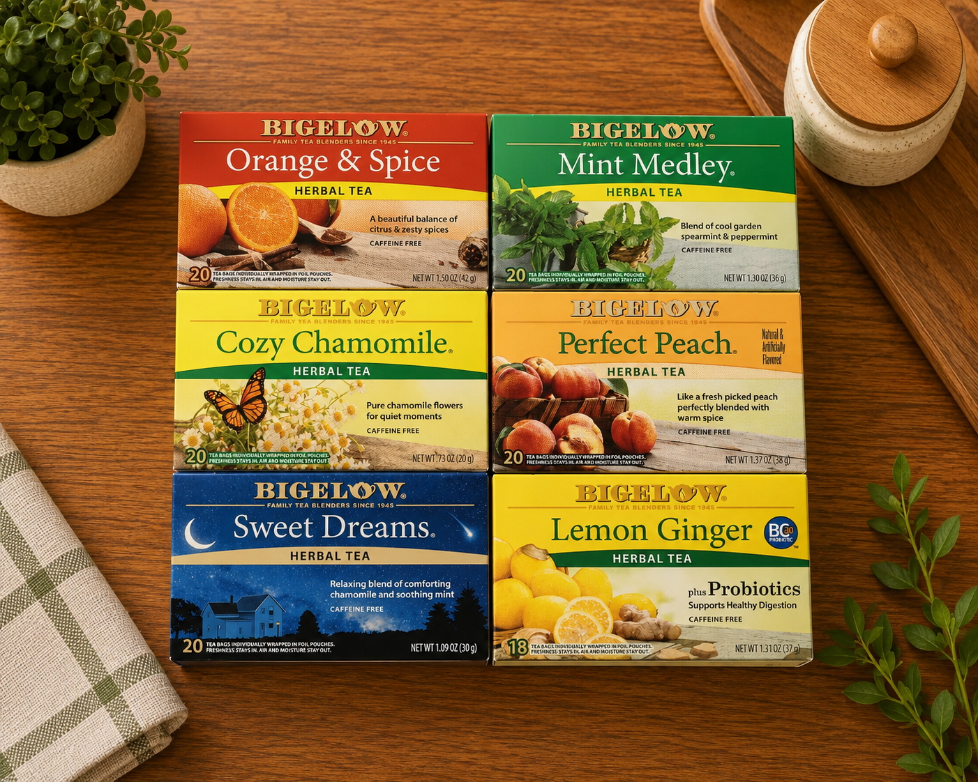 Assorted Herbal Hot Tea Bags – 28 Tea Bags per Box, 6 Boxes per Case