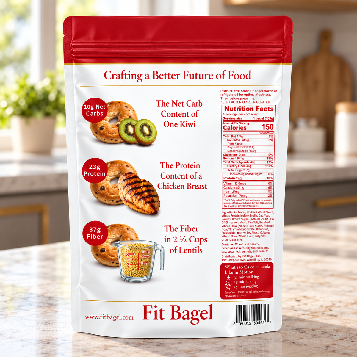 Cinnamon Raisin Fit Bagel — 8 Bags (32 Total Bagels)