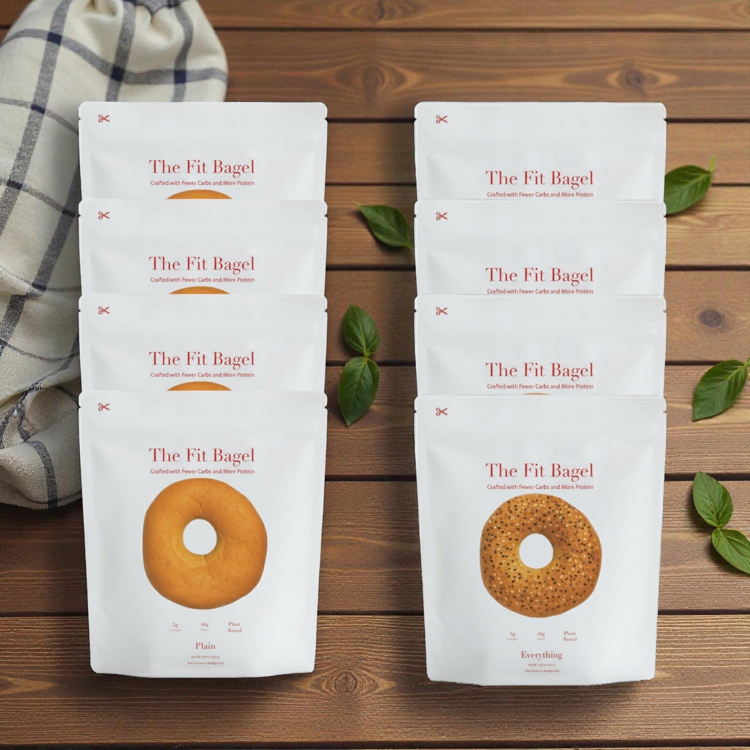 The Fit Bagel Combo – Plain & Everything Bagels (8 Packs Total, 32 Bagels)