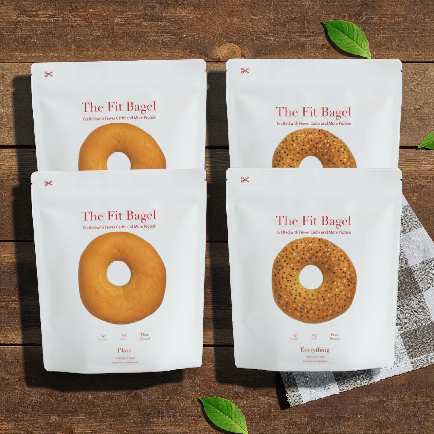 The Fit Bagel Combo – Plain & Everything Bagels (4-Packs Total, 16 Bagels)