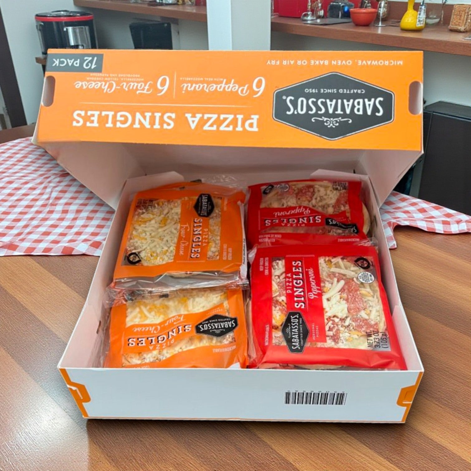 Sabatasso's Pizza, Singles, Pepperoni/Four-Cheese, 43.98 oz. - 1 Case, 4 Pack- 48 Total Pizzas