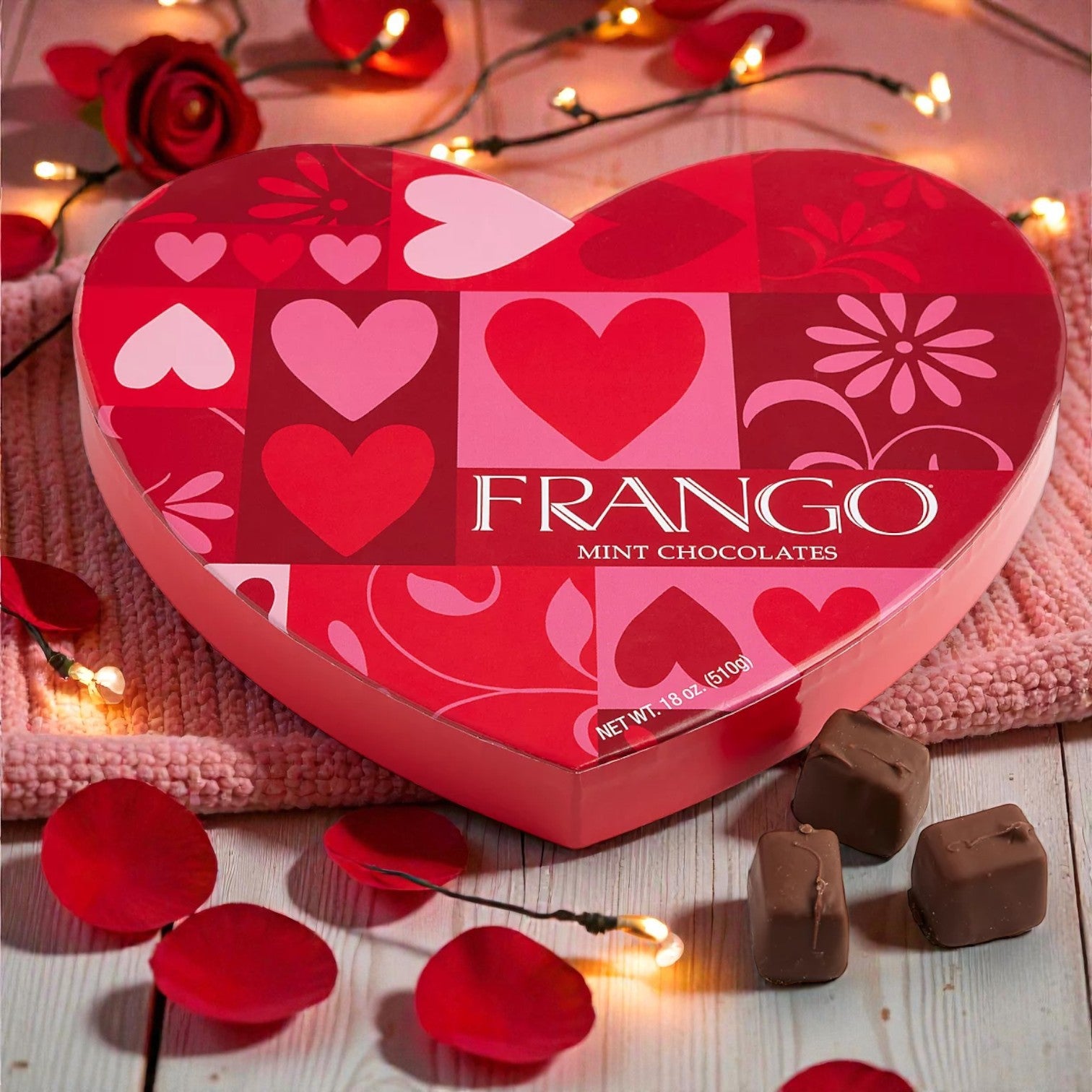 Frango Chocolates Valentine's Day Heart Milk Mint Chocolate Box – 18 o